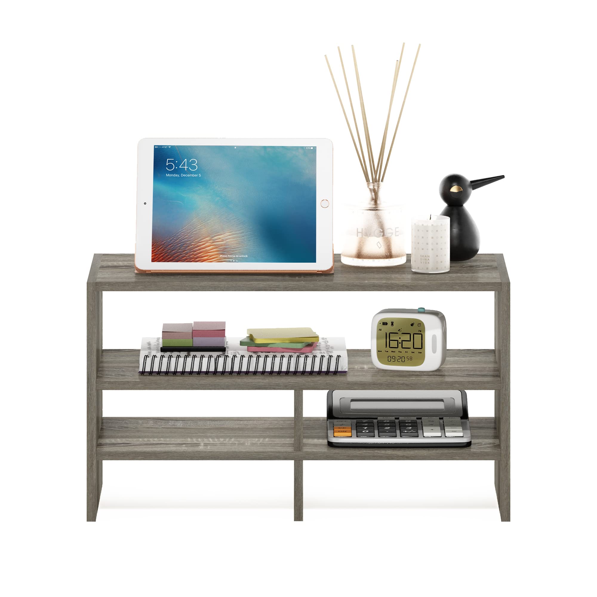 Furinno Hermite Desktop Organizer Shelf Bookcase - French Oak Finish | Compact Storage for Office, Study, or Home Workspace | Perfect for Books, Files, and Supplies