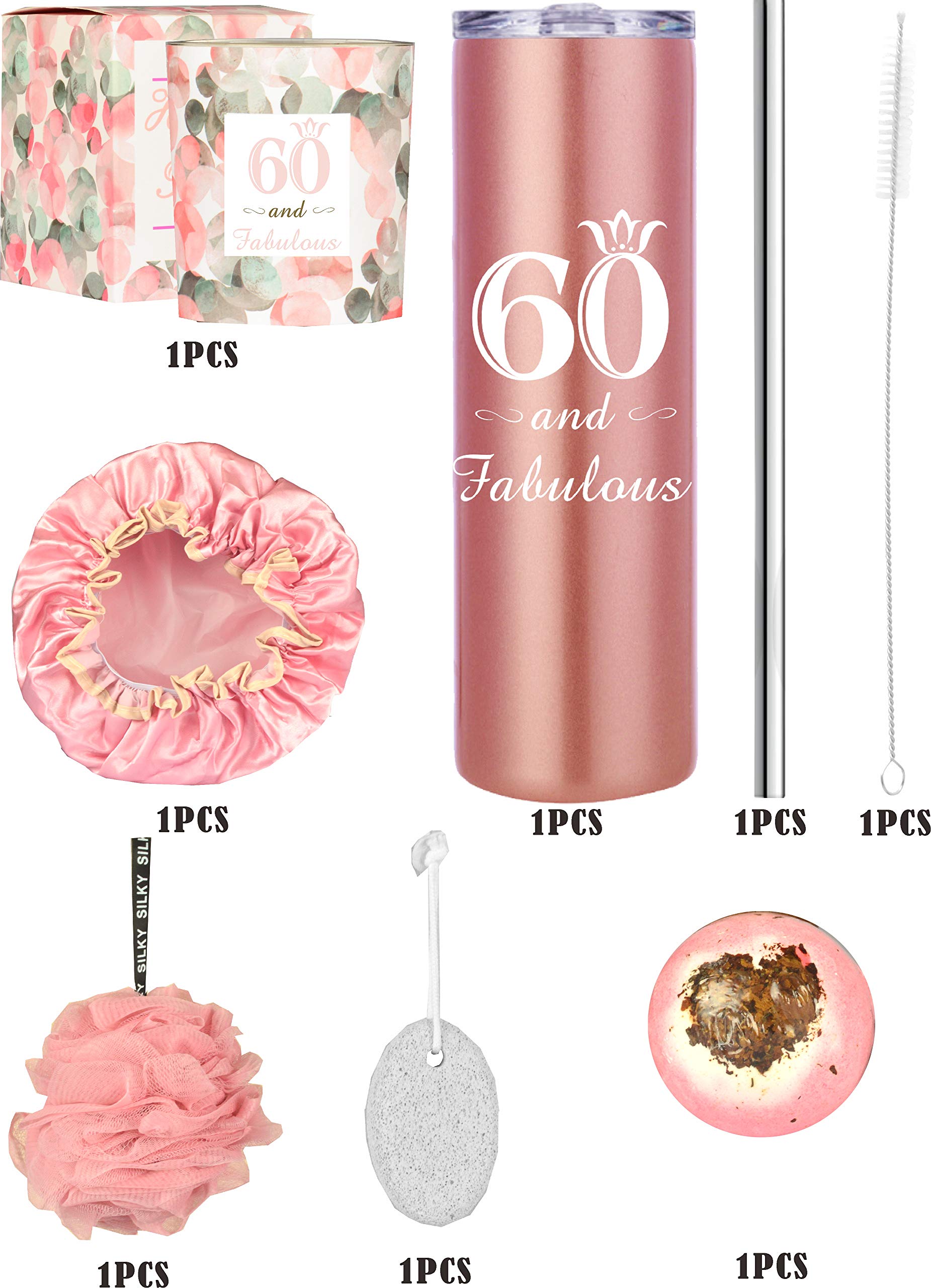 MEANT2TOBE 60th Birthday Gifts for Women - Insulated Tumbler Cup with Lid & Straw, Personalized 60th Birthday Present for Mom, Grandma, Wife - Perfect for Birthday Parties, Office Celebrations & Retirement Gifts