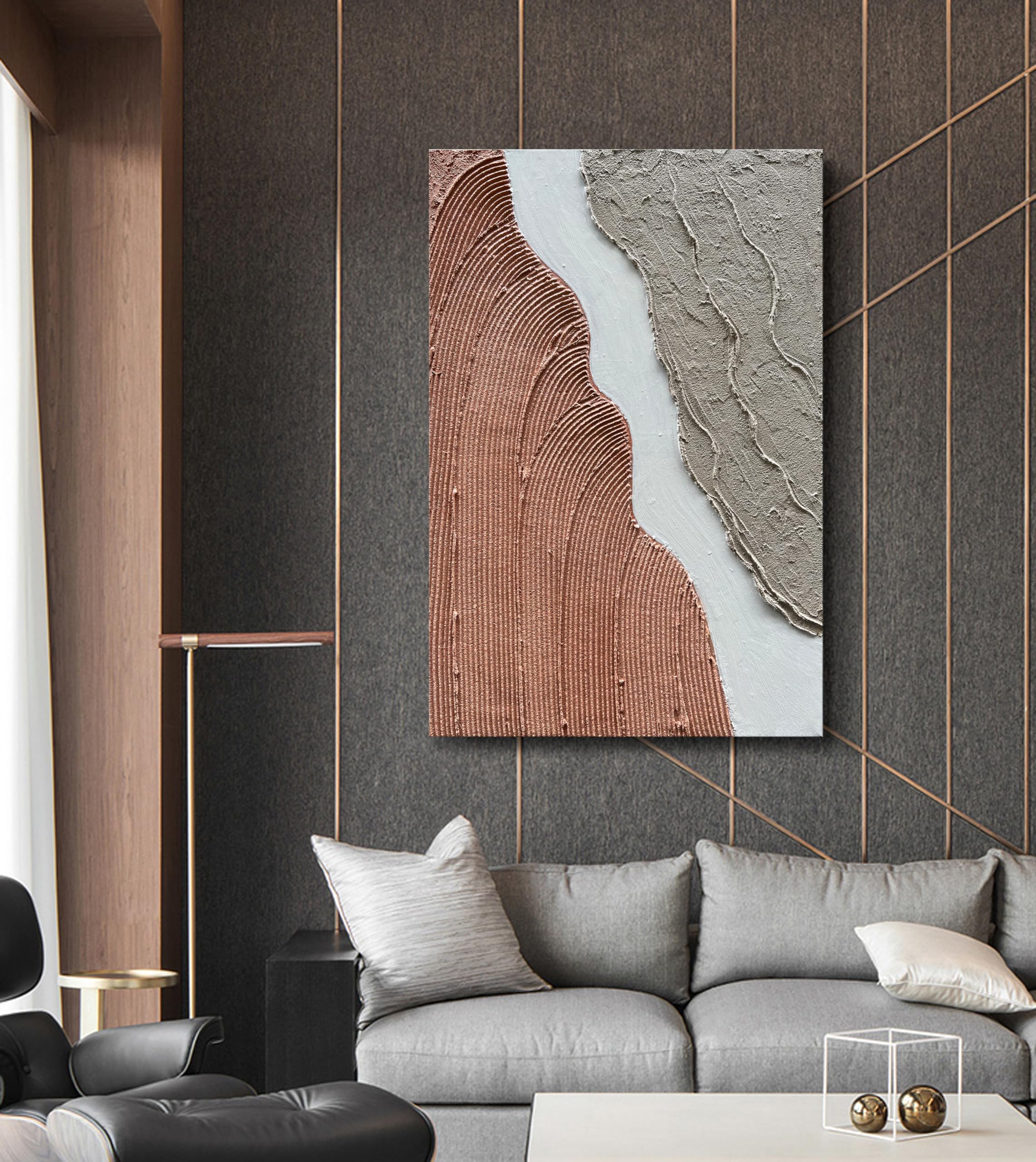 Hand Painted Abstract Thick Texture Oil Painting - Minimalist Wall Art on Canvas 36x24 Inch - Perfect for Living Room, Bedroom & Office Decor