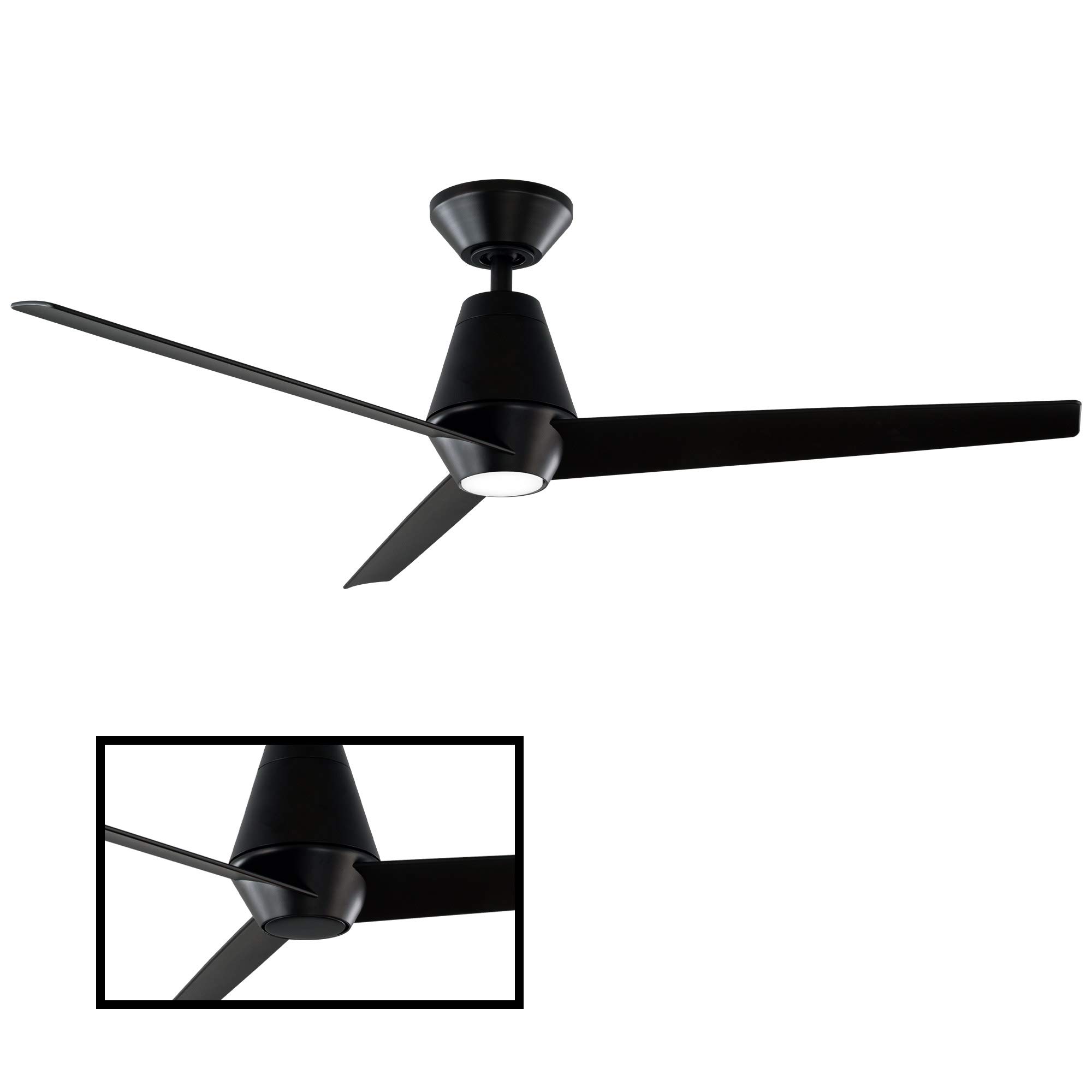 Slim Smart 3-Blade Ceiling Fan 52in Matte Black with 3000K LED Light Kit & Remote Control, Compatible with Alexa, Google Assistant, Samsung Things, iOS & Android App – Perfect for Living Room, Bedroom, and Patio