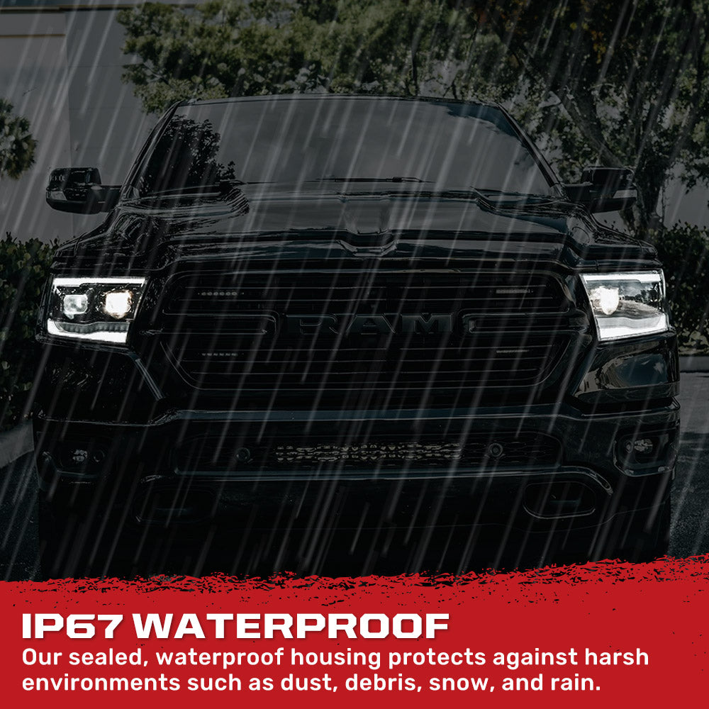 Dodge RAM 1500 2019-2023 5th Gen Projector Headlights - OLED DRL & LED Switchback Turn Signals - Smoked/Clear Lens Upgrade - Enhanced Night Driving & Off-Road Visibility