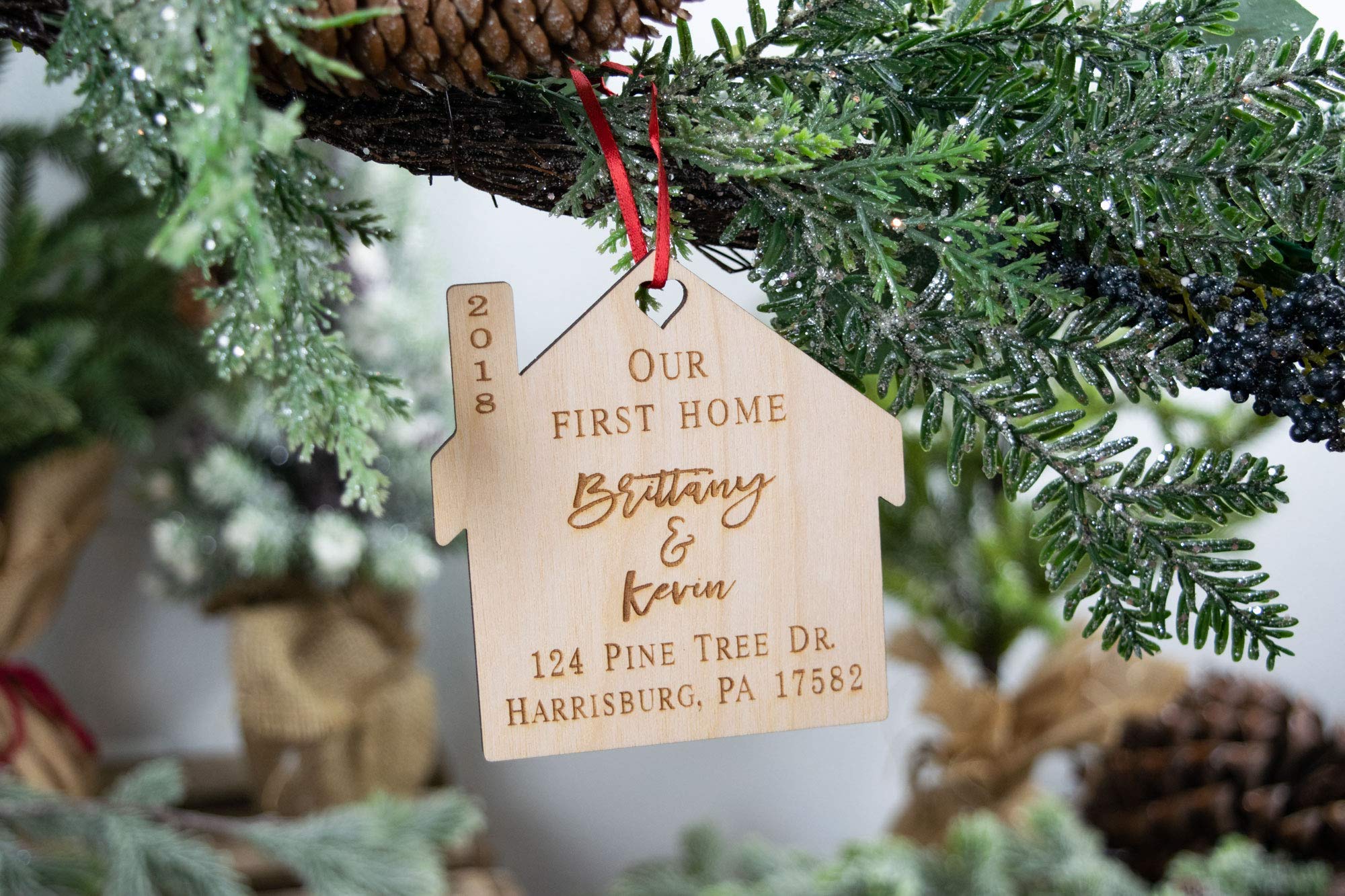 Personalized Our First Home Ornament - New House Gift for 2020, Real Estate Closing Gift, Custom Housewarming Present with Address - Perfect for New Homeowners & Housewarming Parties
