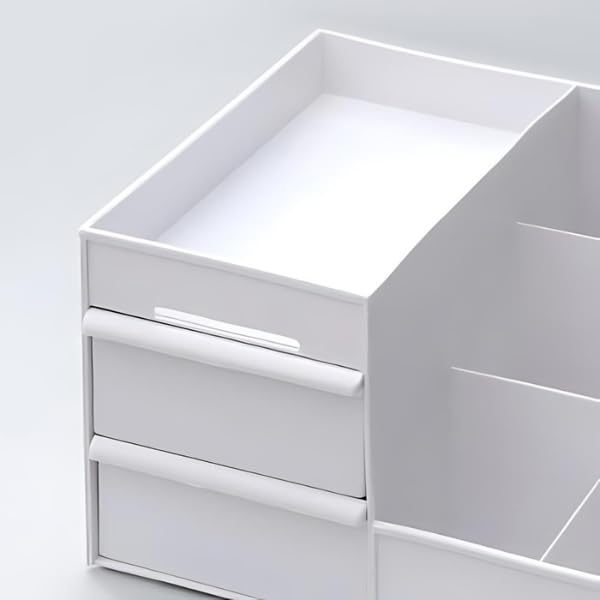 DAOME Cosmetic Organizer Box with Drawers - Plastic Makeup Storage Organizer for Vanity, Bathroom & Travel | Beauty Accessories Organizer for Women | Perfect for Cosmetics, Jewelry & Stationery Storage