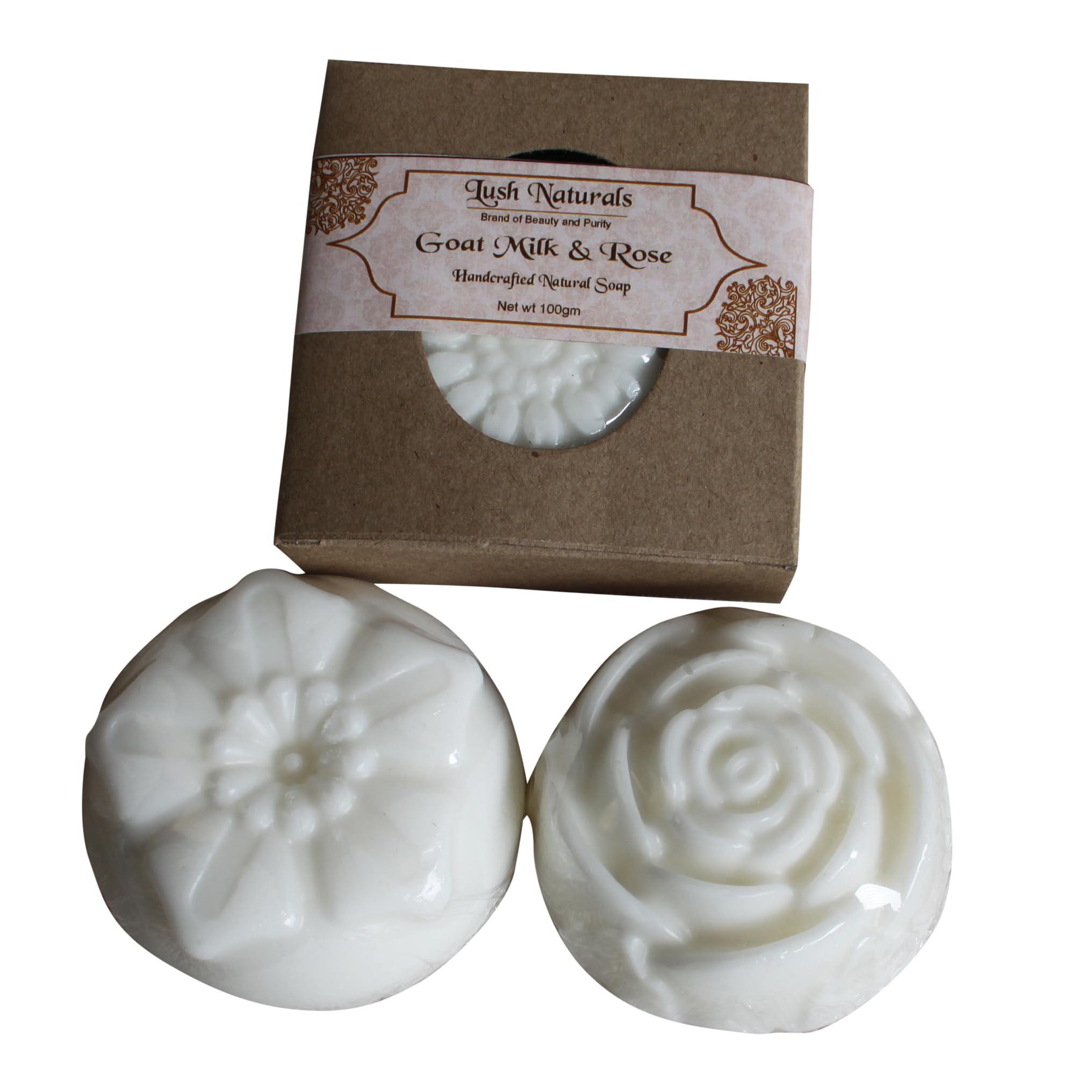 Lush Naturals Goat Milk & Rose Soap (Pack of 3) - Moisturizing & Fragrant Handmade Soap for Dry Skin, Sensitive Skin Care - Perfect for Bath, Shower & Gift Giving