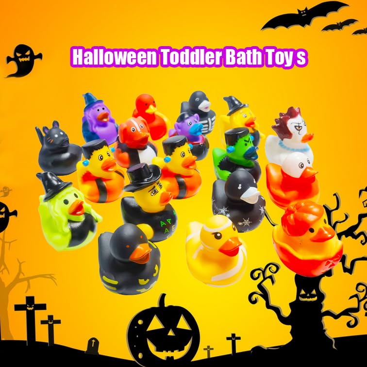 36 Pcs Halloween Rubber Duck Toys - Cute Bathtub Ducks for Baby Showers, Kids Bath Time & Halloween Party Favors - Perfect for Gift Exchange, Jeep Ducking & Holiday Decorations (Halloween Theme)