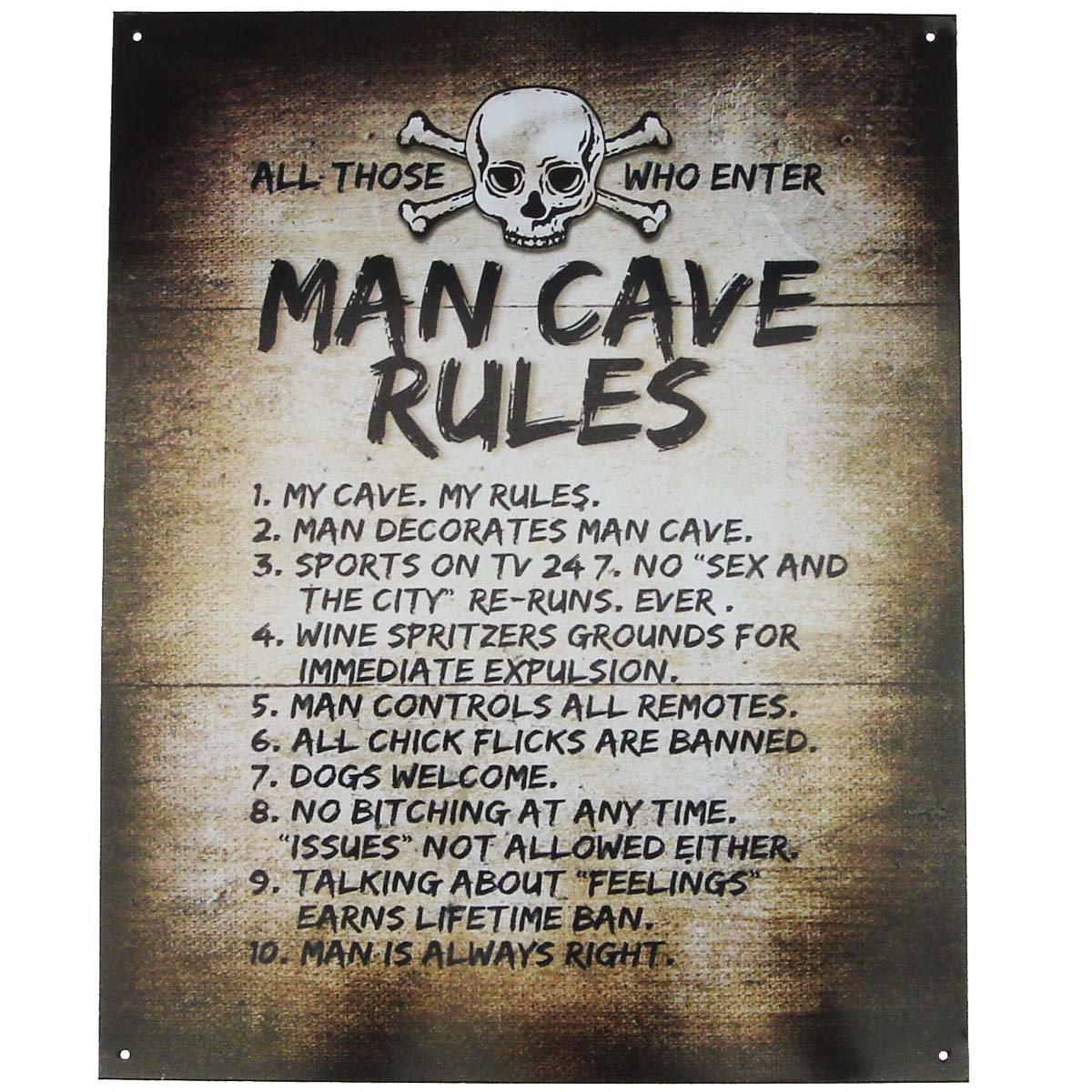 Man Cave Rules Metal Bar Sign - Vintage Retro Wall Decor for Home, Garage, or Pub - Perfect for Man Cave, Basement, or Game Room Decor
