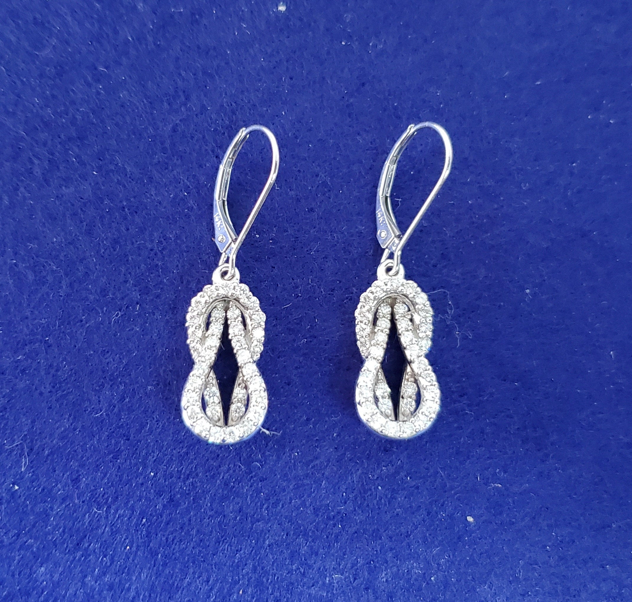 Love Knot Drop Dangling Diamond Earrings .75cttw - Elegant Sterling Silver Jewelry for Women, Perfect for Weddings, Anniversaries & Special Occasions