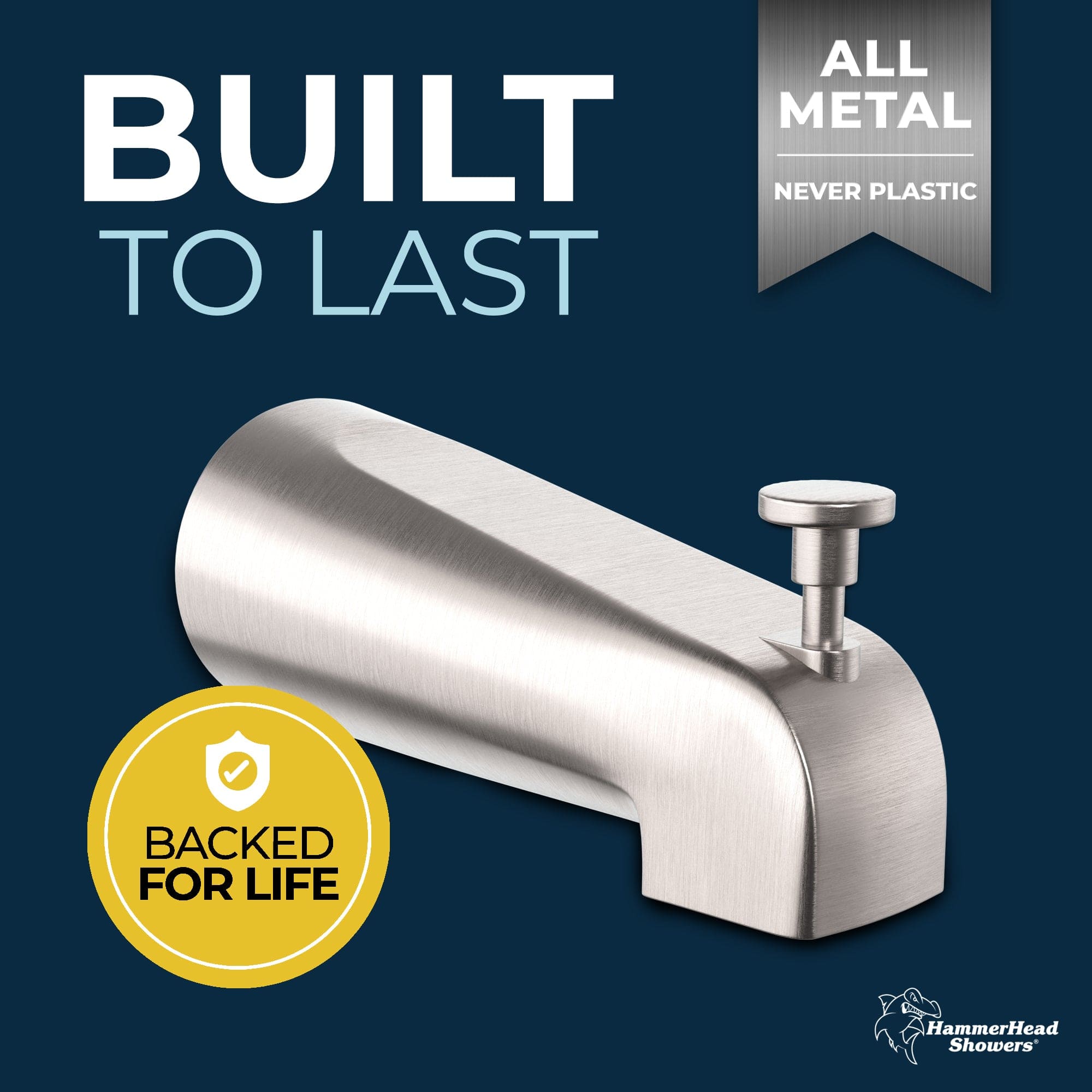 All Metal Tub Spout with Built-In Diverter - Premium Bathroom Faucet for Bathtub - Perfect for Home Renovation & Bathroom Upgrades