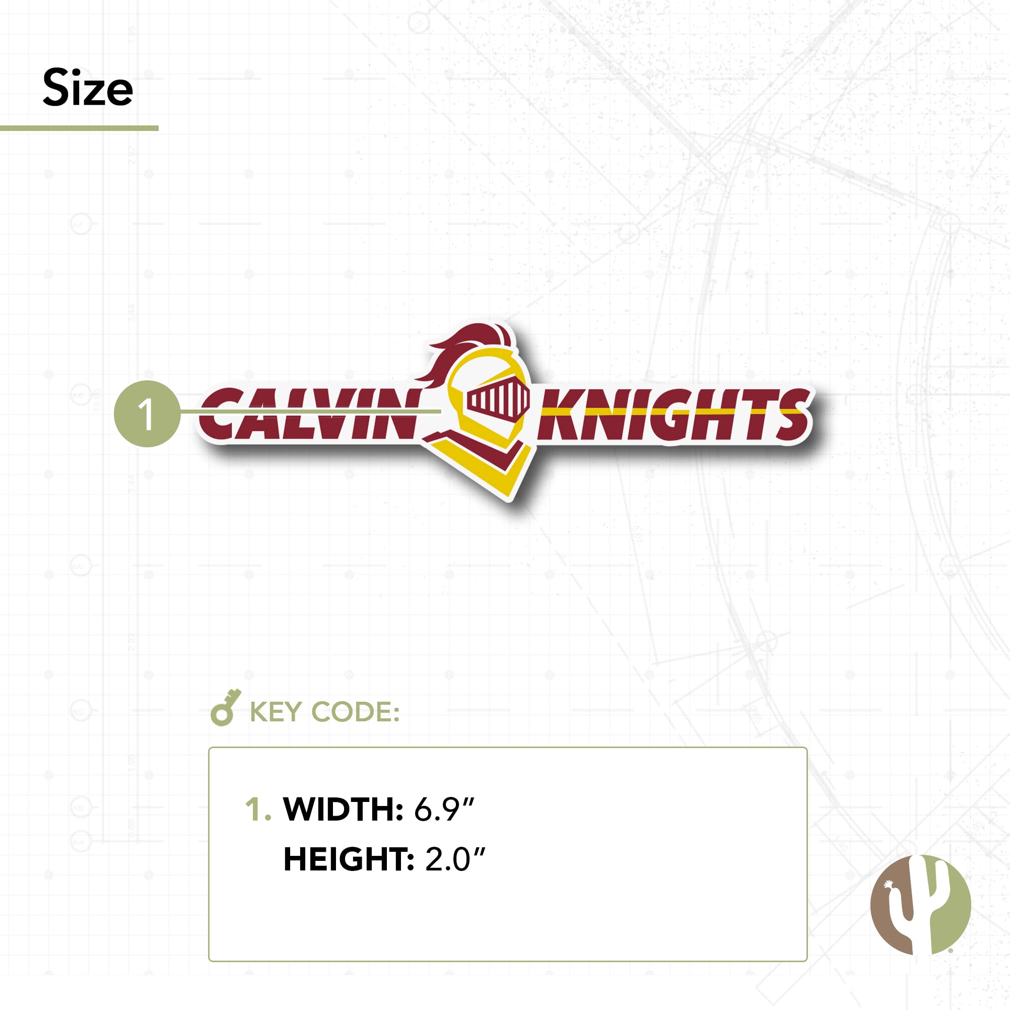 Calvin University Knights Vinyl Decal Sticker - Cactus Design for Laptop, Water Bottle, Car & Scrapbook (IND 00045A) - Perfect for School Spirit, College Dorm Decor & Fan Accessories