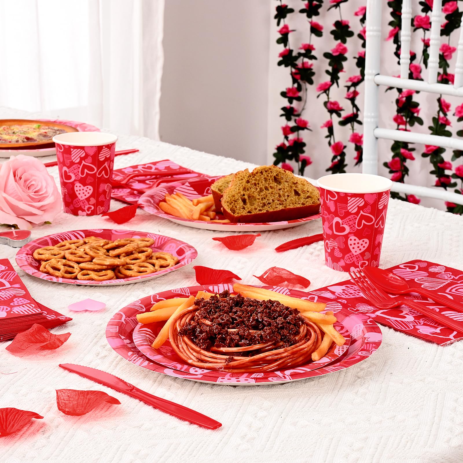 120-Piece Valentine's Day Party Set - Heart-Themed Paper Plates, Napkins & Cutlery for Birthday, Anniversary, Wedding, Engagement Celebrations | Perfect for Romantic Dinners, Holiday Gatherings & Special Occasions