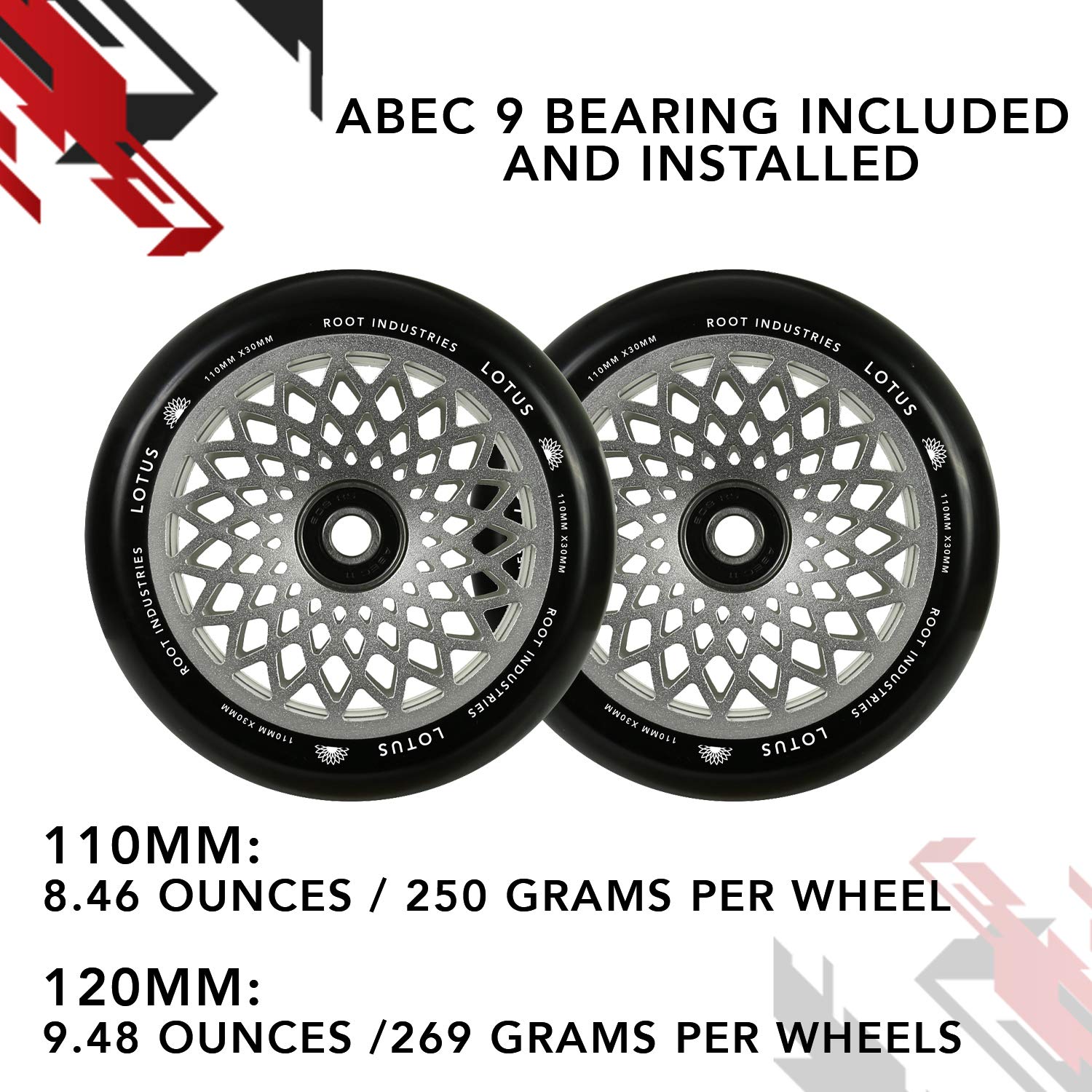 ROOT INDUSTRIES Lotus Wheels - 30mm Wide Skateboard Wheels for Smooth Riding | Perfect for Street Skating, Park Tricks & Longboard Cruising