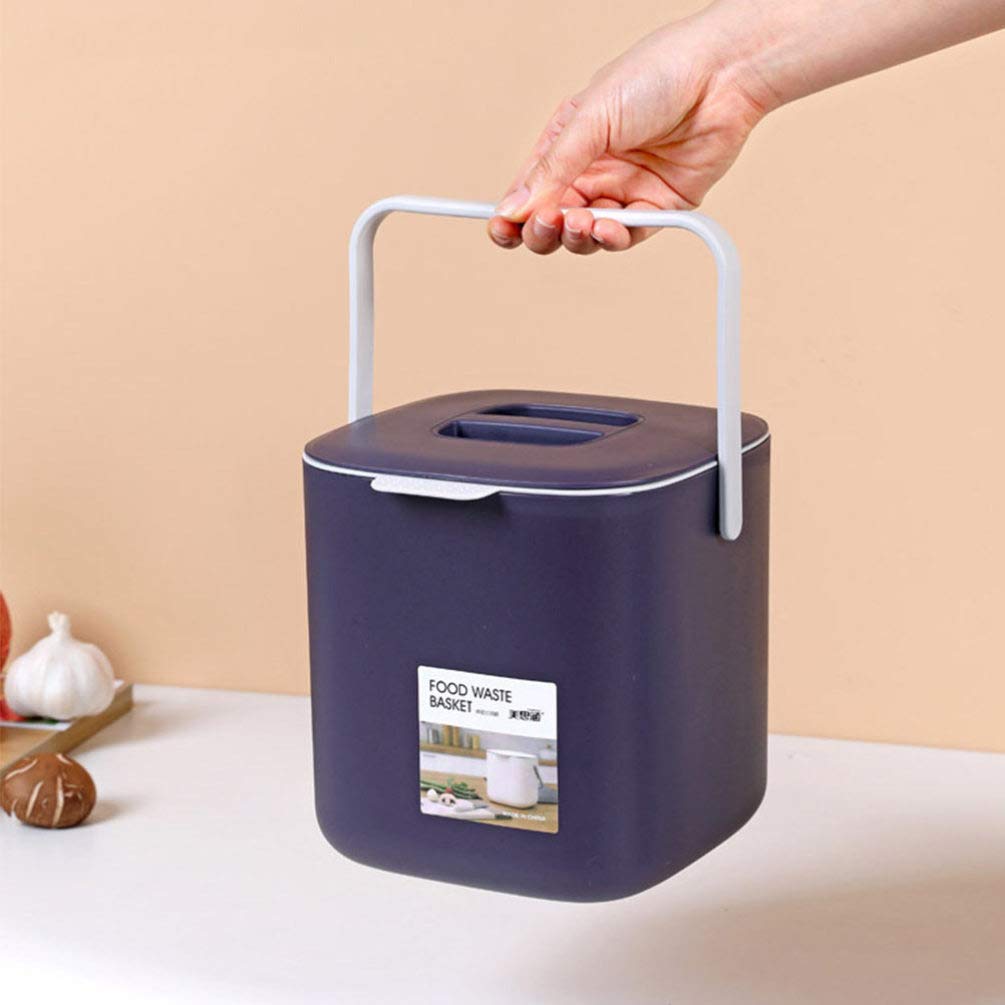 Cabilock 1pc Small Trash Can with Handle - Purple Plastic Garbage Bin for Bathroom, Kitchen, Office & Car - Wet/Dry Waste Basket for Compost & Drain Disposal - Perfect for Home, Travel & Workspace Organization