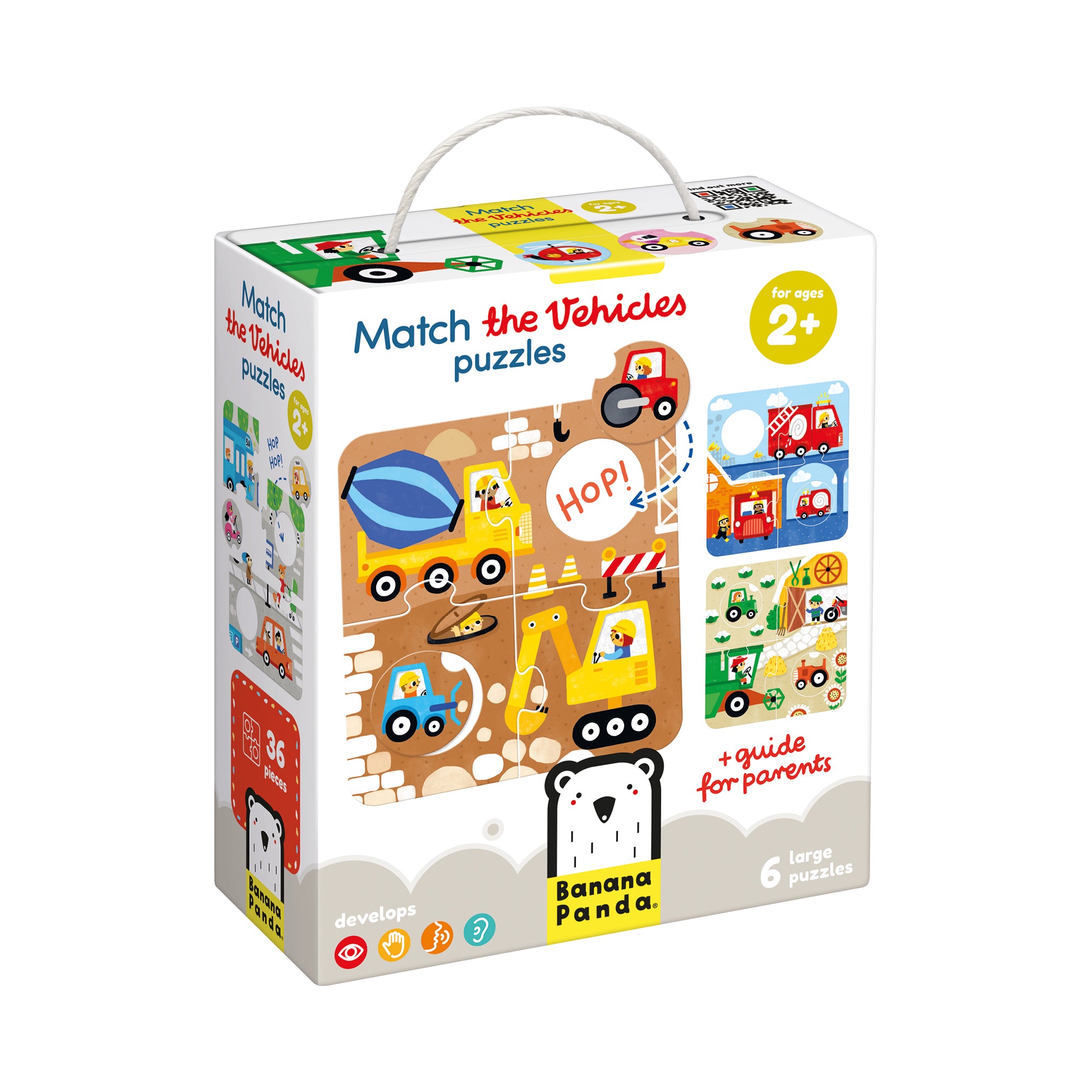 Banana Panda Educational Vehicle Puzzle Set for Kids - 6 Piece Learning Toy for Toddlers | Perfect for Preschool Learning, Travel Activities & Family Game Night