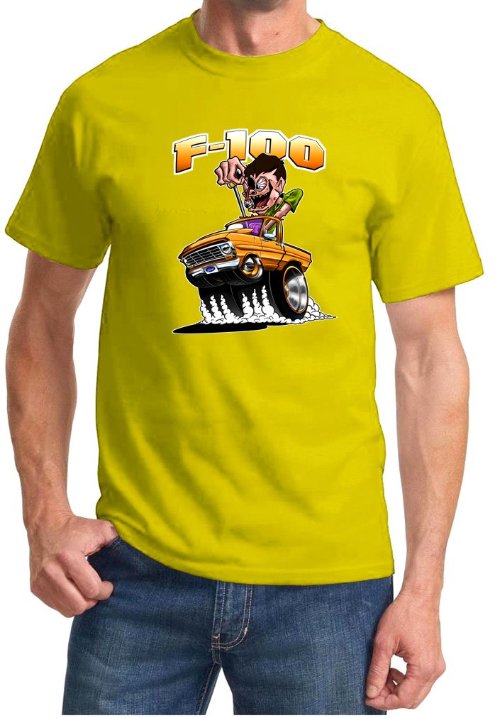 1967-1972 Ford F100 F-100 Mad Monster Red Truck Graphic T-Shirt | Vintage Truck Enthusiast Apparel for Car Shows & Casual Wear