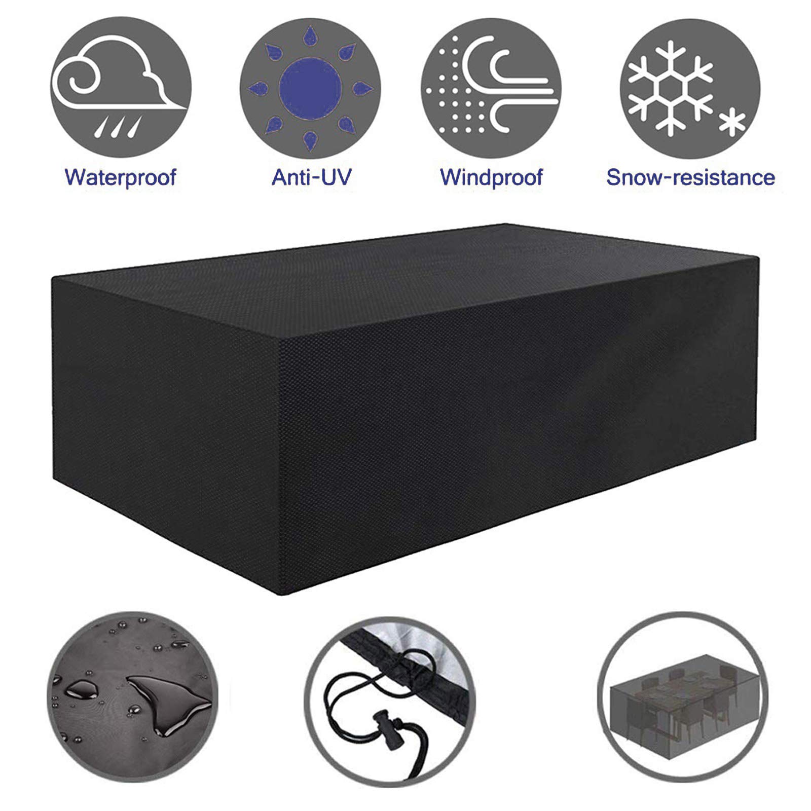 Waterproof Patio Furniture Covers 67x37x28 Inch - Heavy Duty 420D Oxford Fabric Outdoor Table & Chair Set Covers - Tear Resistant, UV Protection for Garden, Yard, and Deck Use