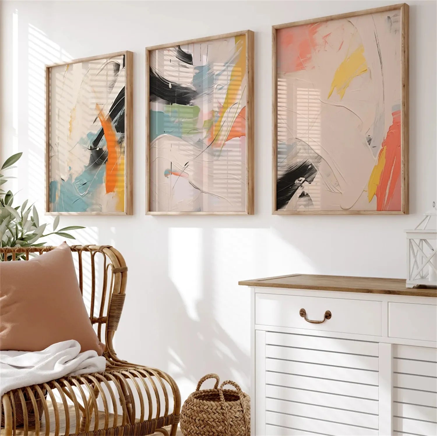 Abstract Painting Set of 3 - Modern Wall Art Canvas Prints #AB208 | Perfect for Living Room, Bedroom & Office Decor