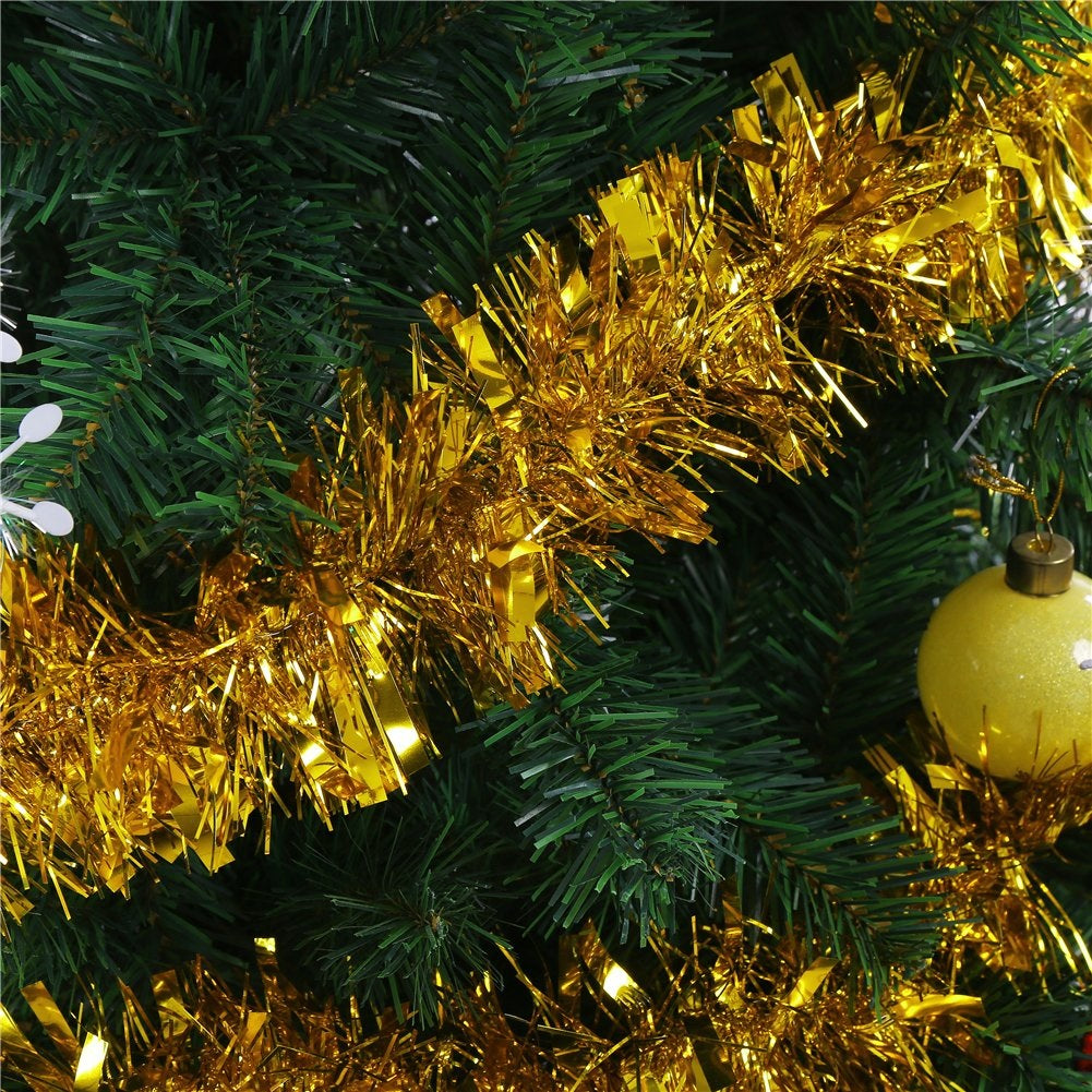 15' Gold Tinsel Christmas Garland - Sparkling Holiday Decor for Tree, Mantel & Staircase