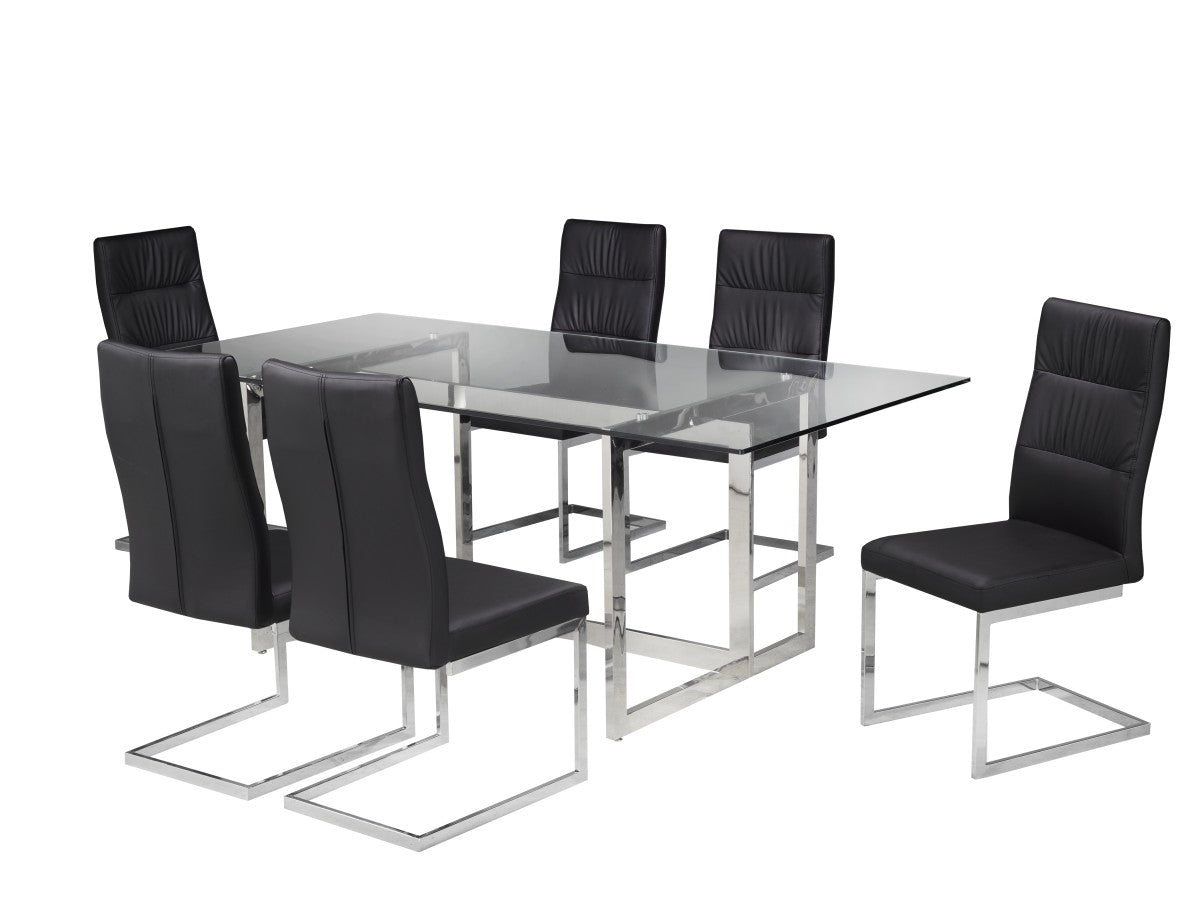 7-Piece Black Dining Room Table Set - Perfect for Family Meals, Dinner Parties & Small Spaces
