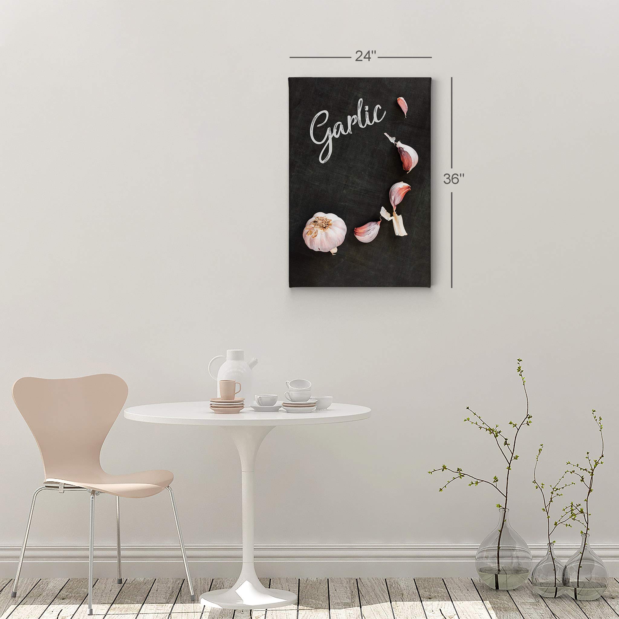 Smile Art Design Garlic Lettering Blackboard Kitchen Canvas Wall Art Print - Modern Farmhouse Decor for Restaurant, Cafe & Dining Room - Housewarming Gift (36x24 Inch) - Perfect for Rustic Kitchens, Coffee Shops & Country Style Home Decor