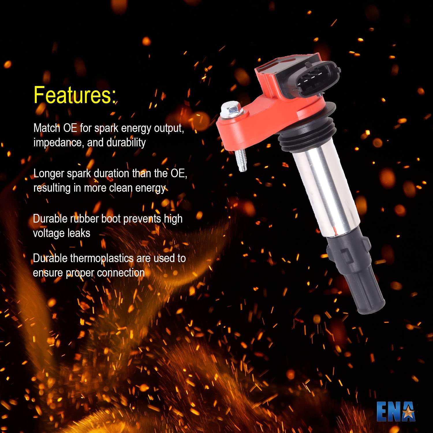 ENA 6-Pack Ignition Coils 2.8L 3.6L V6 Compatible with Saab 9-3 Aero, Cadillac CTS STS SRX, Buick Enclave LaCrosse Rendezvous, Chevy Traverse (2004-2009) - Replacement for UF375 C1508 - Improves Engine Performance & Fuel Efficiency