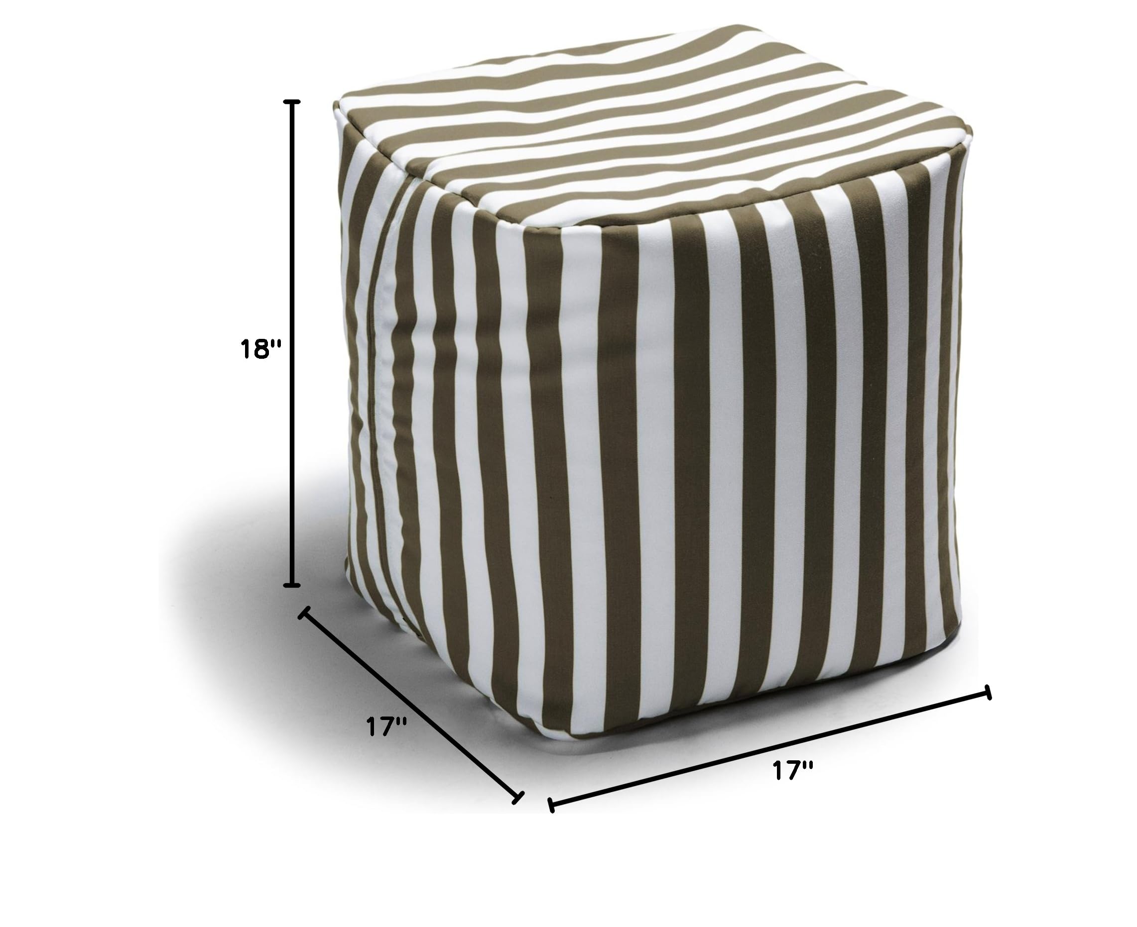 Jaxx Luckie Outdoor Patio Bean Bag Ottoman with Taupe Stripes - Waterproof & Durable Lounge Chair for Garden, Poolside, Deck, and Backyard Relaxation