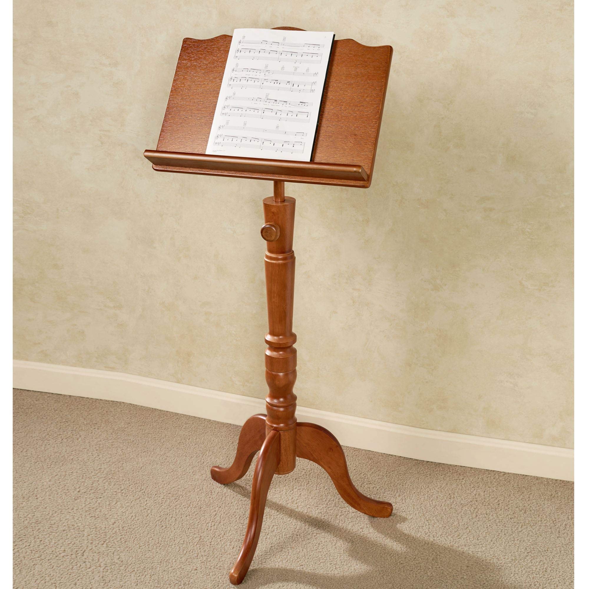 Ayden Adjustable Height Wooden Music Stand in Windsor Oak - Perfect for Conductors, Stage Performances, Theatre & Lectures - Touch of Class