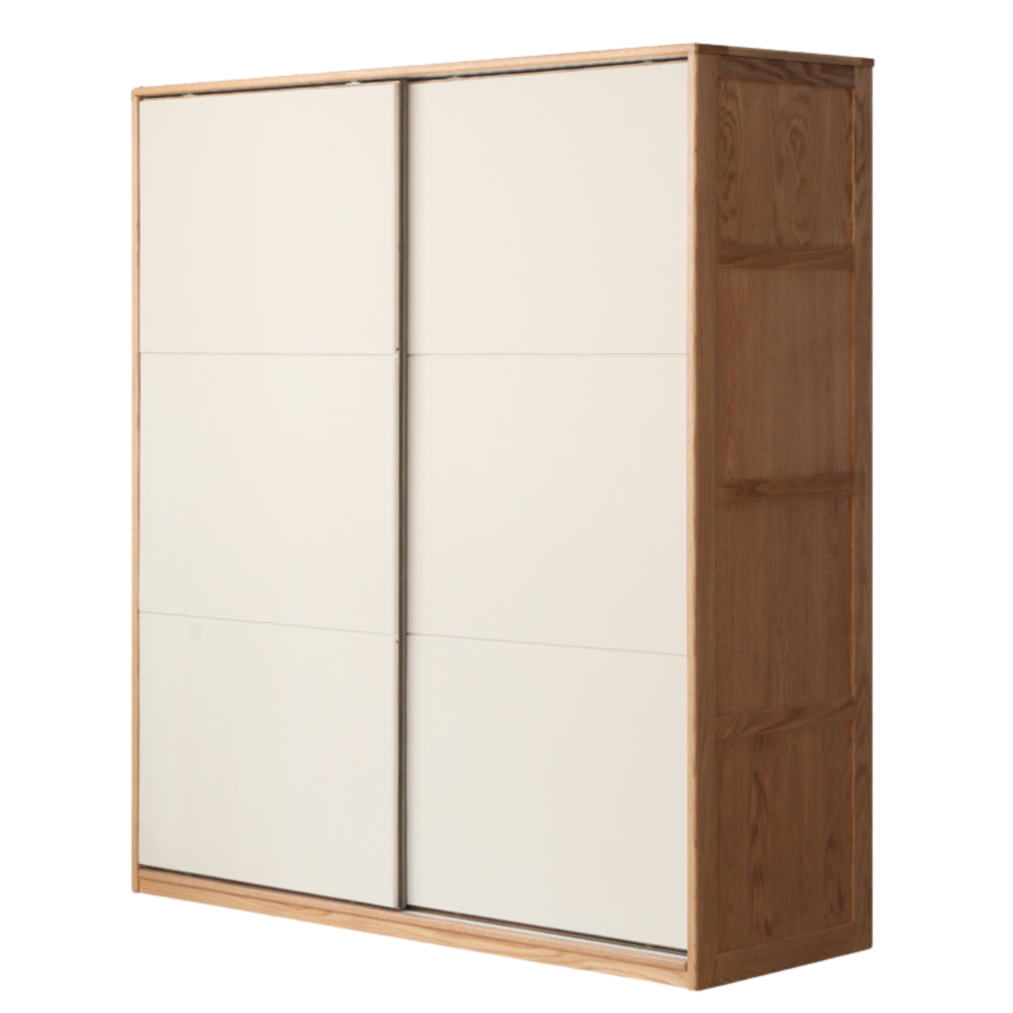 Solid Oak Wood Sliding Door Wardrobe Closet - Spacious Storage for Bedroom, Closet, and Home Organization