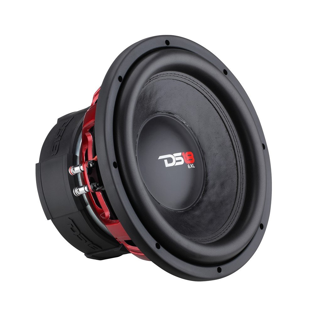 DS18 EXL-X12.4D 12-Inch Car Subwoofer Speaker - 2500W Max Power, 1250W RMS, Dual 4 Ohm Voice Coil, Fiber Glass Dust Cap & Red Aluminum Frame - Premium Bass for Car Audio Systems, Home Theater, and DJ Setups
