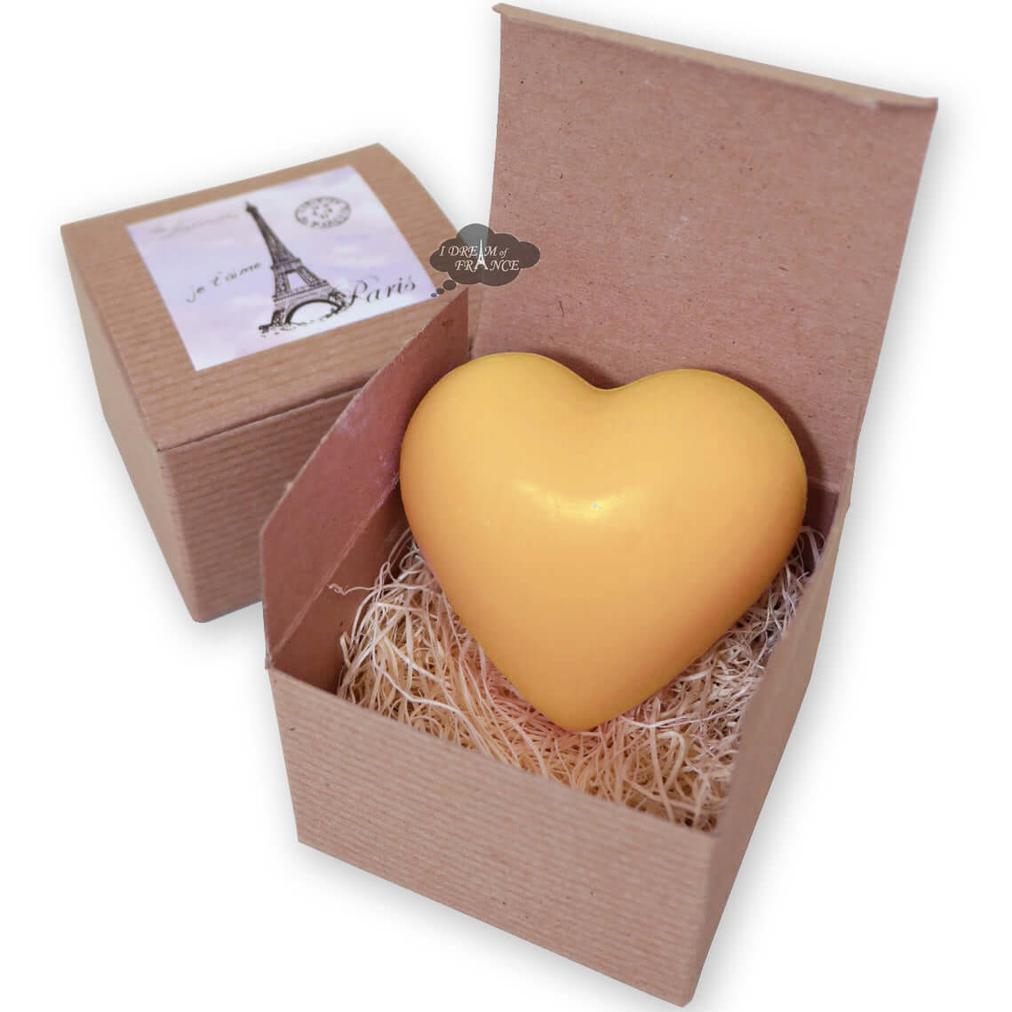 La Lavande Lemongrass Heart Soap in Eiffel Tower Kraft Box - Handmade French Lavender & Lemongrass Scented Soap for Romantic Gifts, Self-Care & Bathroom Decor