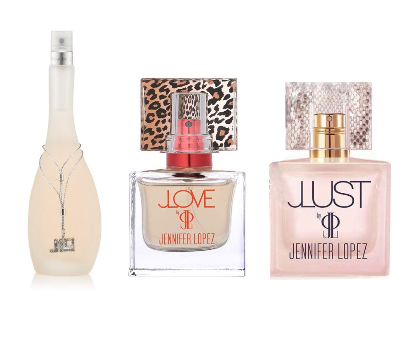 Jennifer Lopez JLove, JLust & Glow Perfume Gift Set - 3 x 1 oz Eau De Parfum for Women | Romantic Date Night & Special Occasion Fragrance Collection