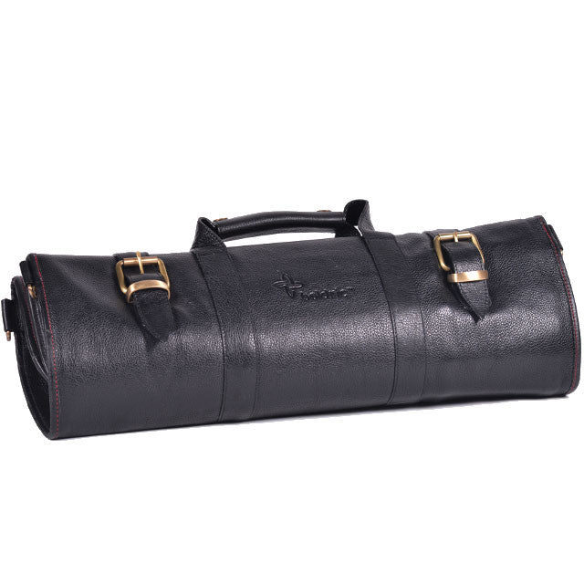 Boldric Black 17-Pocket Leather Knife Roll Bag for Chefs, Butchers & Outdoor Enthusiasts - Perfect for Kitchen, Hunting & Camping Gear Storage