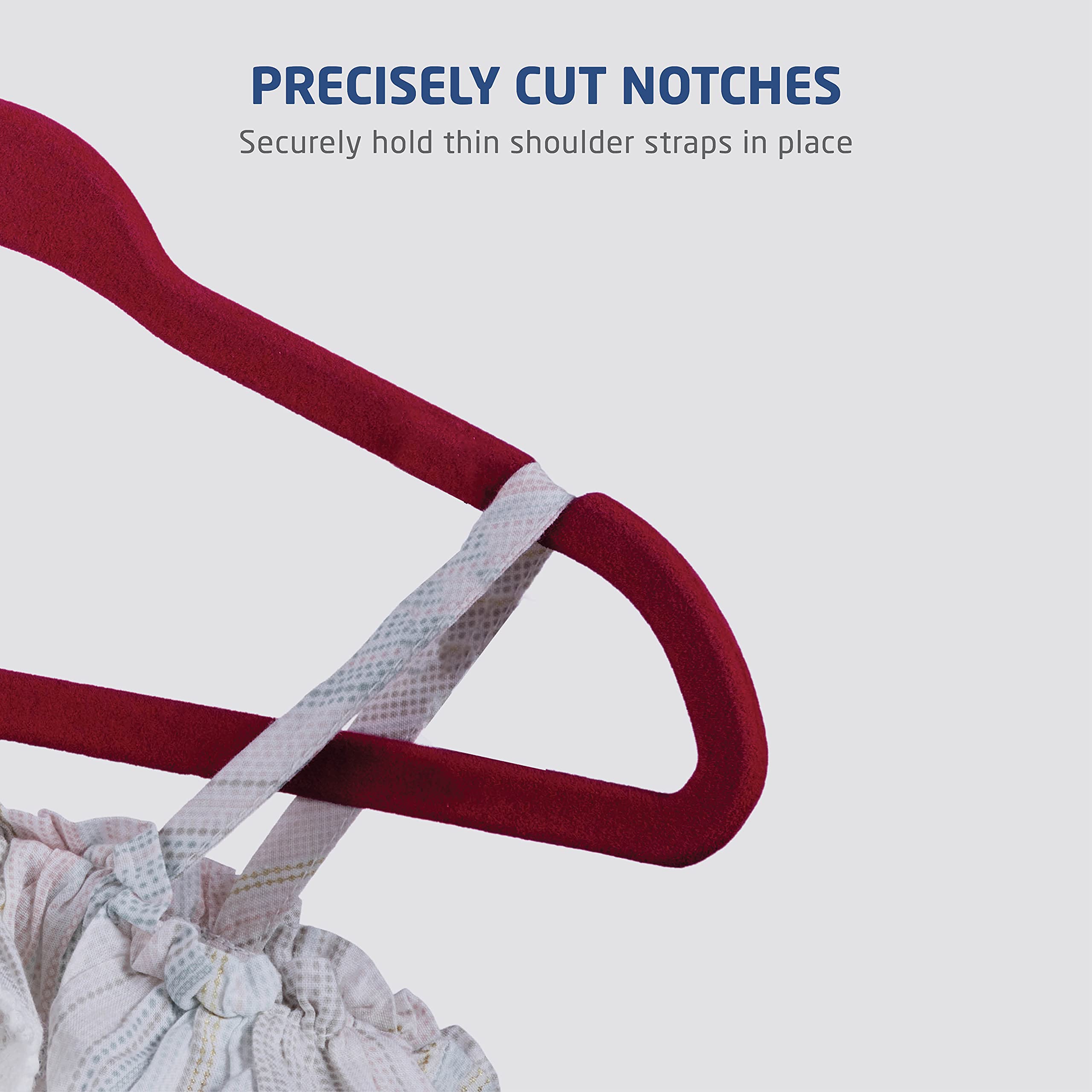 Zober Velvet Baby Hangers - 30 Pack Non-Slip Toddler Clothes Hangers with Swivel Hook for Shirts, Pants & Dresses - Durable Notched Design for Small Kids - Burgundy - Perfect for Nursery, Closet Organization & Travel