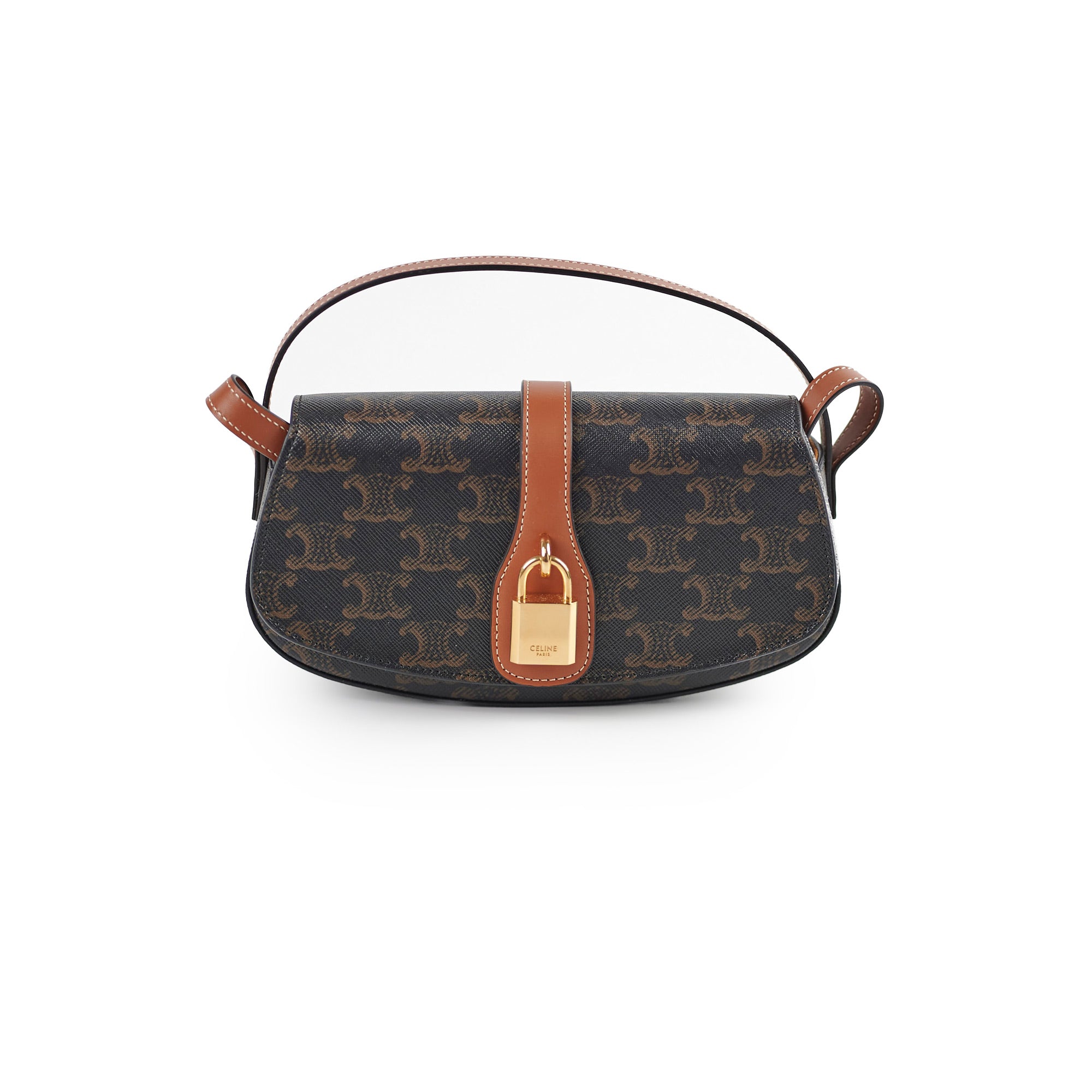 Celine Leather Clutch Bag with Strap - Tan Crossbody Purse for Women | Perfect for Evening Parties, Travel & Everyday Use