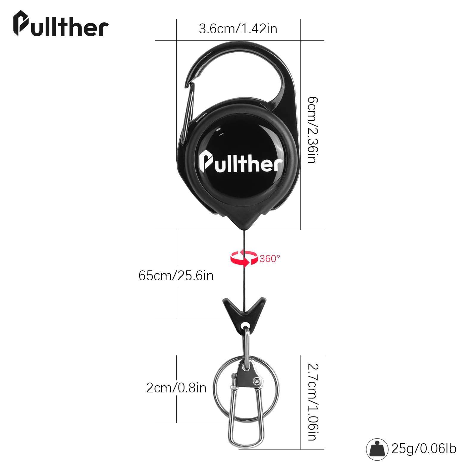 360° Rotating Retractable Keychain - Durable Fishing Lanyard & Badge Reel for Fly Fishing Vest Accessories | Perfect for Anglers, Security Badge Holders & Outdoor Enthusiasts