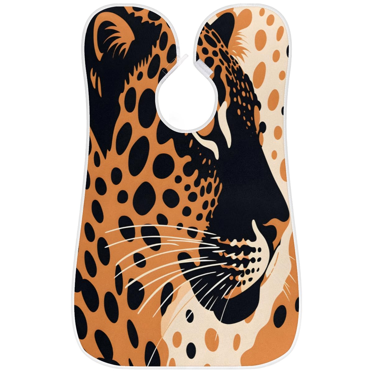 Cartoon Leopard Print Barber Bib for Men & Women - Waterproof Shaving & Hair Dye Apron with Sink Catcher - Perfect for Beard Trimming, Makeup, Haircuts & Salon Styling (Great Gift for Barbers & Stylists)