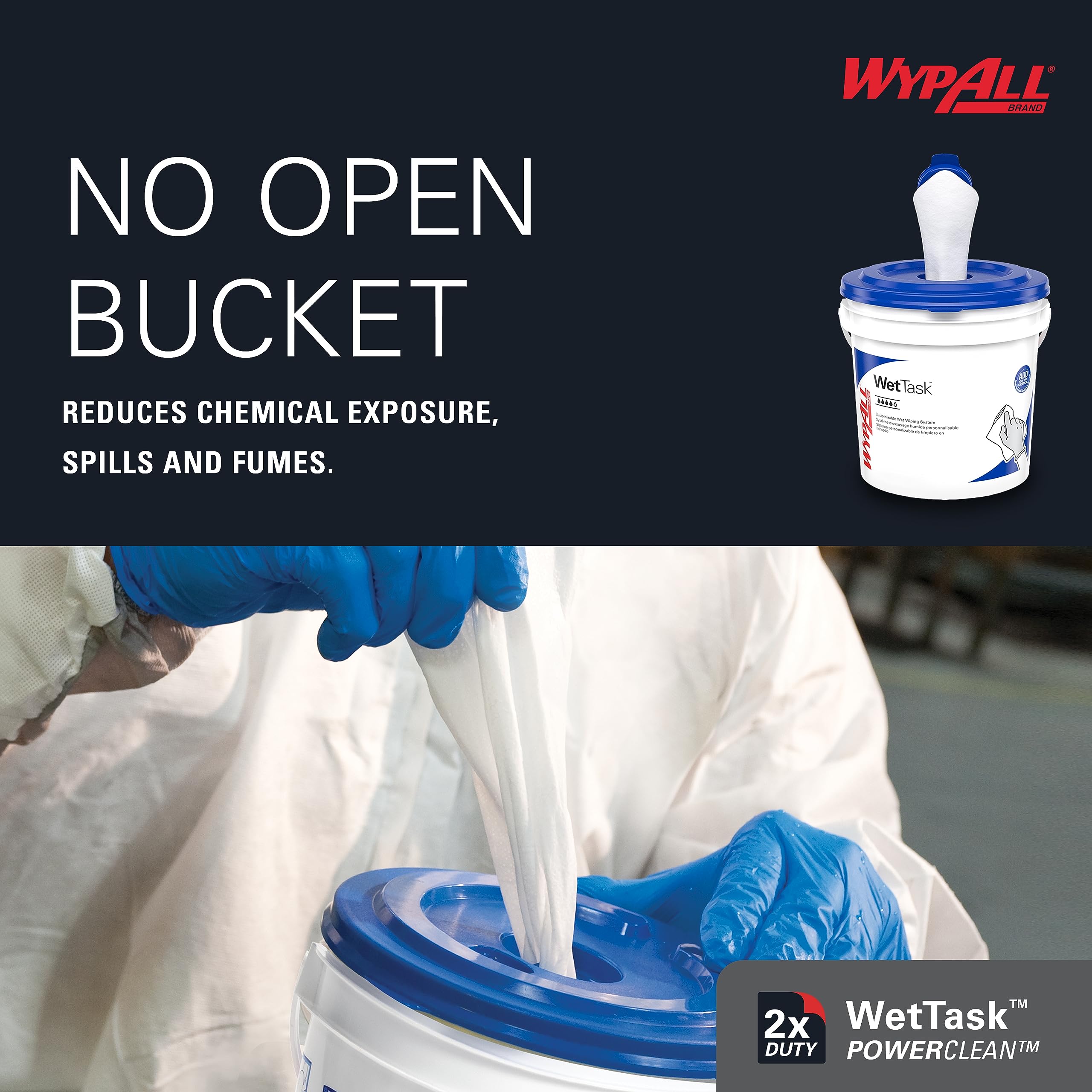 WypAll PowerClean Solvent-Resistant WetTask Wipes - 275 Sheets/Roll, 2 Rolls (550 Total) - Heavy-Duty Industrial Cleaning for Solvents, Oils & Grease - Ideal for Automotive, Manufacturing & Workshop Use