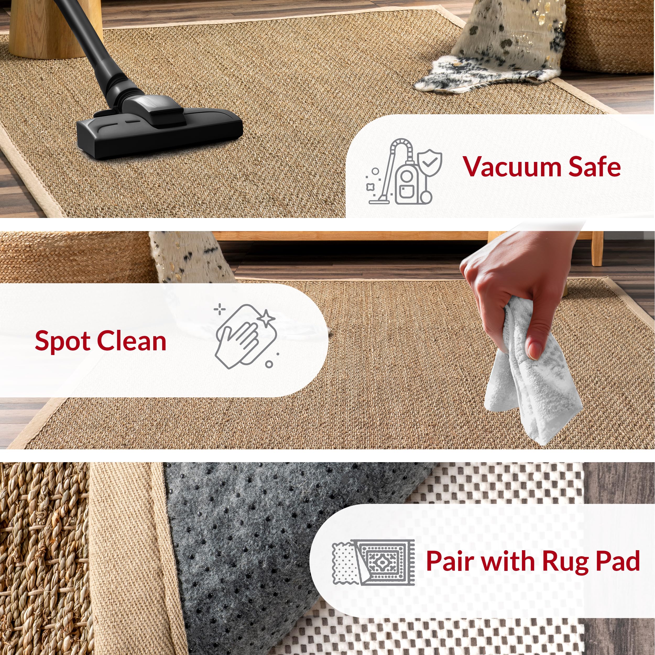 nuLOOM 2x14 Elijah Seagrass Area Rug - Natural Beige Farmhouse Style Cotton Bordered Basketweave Rug for Bedroom, Living Room, Dining Room | Eco-Friendly Natural Fiber Floor Mat for Hallway, Office, Kitchen & Entryway Decor