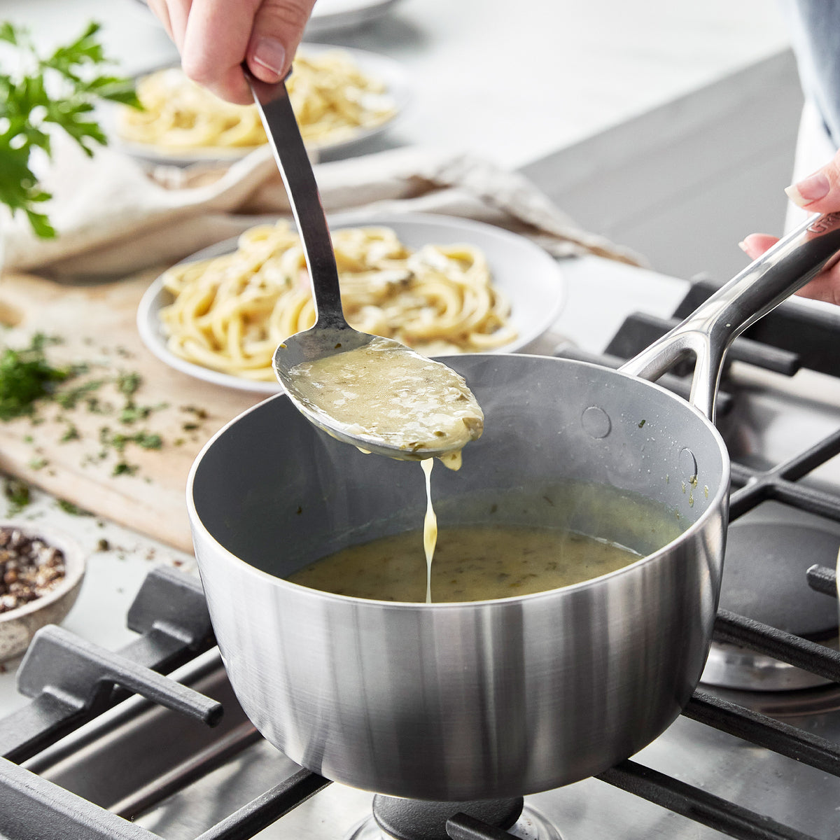 GP3 Thermolon 9G Ceramic Nonstick 14-Piece Cookware Set - Non-Toxic, PFOA-Free Pots and Pans for Healthy Cooking | Perfect for Induction, Gas & Electric Stovetops | Ideal for Frying, Boiling & Sauteing