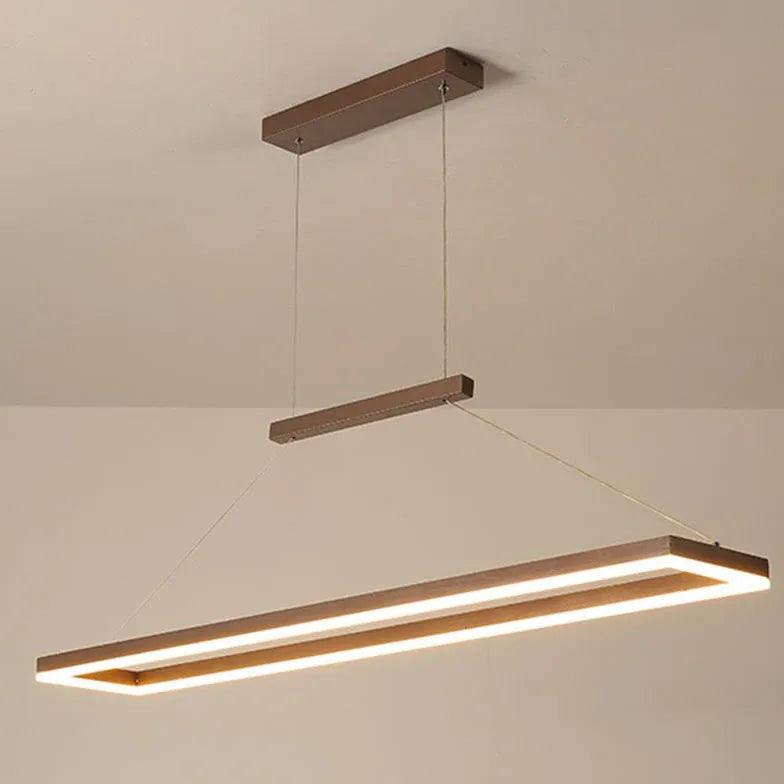 Modern Rectangular Coffee Metal LED Pendant Light - Industrial Chic Hanging Fixture for Kitchen Island, Dining Room & Office Lighting