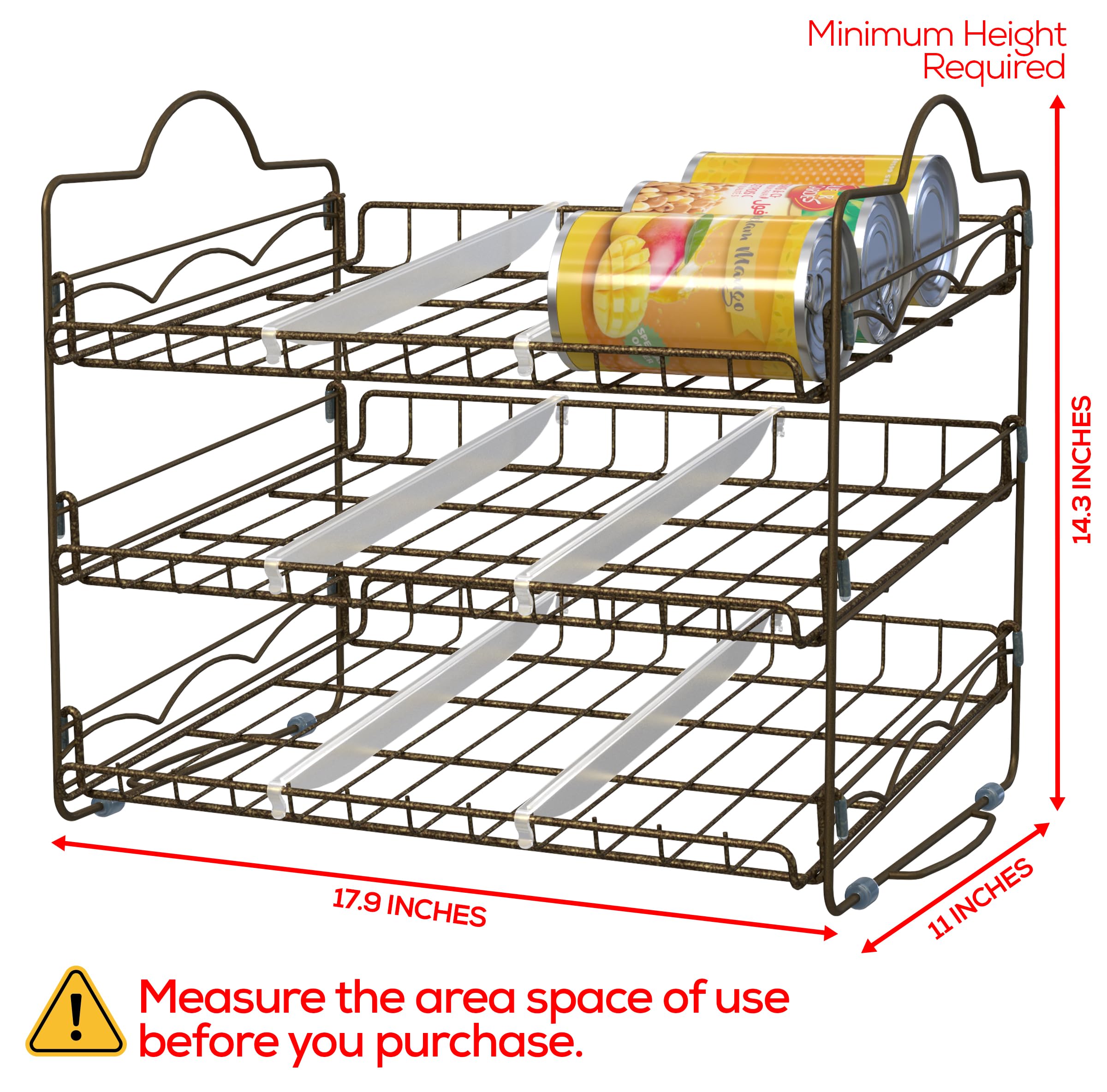 Utopia Kitchen Stackable Can Organizer for Pantry & Cabinet Storage - Holds 36 Cans, Space Saving Shelf Organizer in Antique Gold - Perfect for Kitchen Organization & Food Storage Solutions
