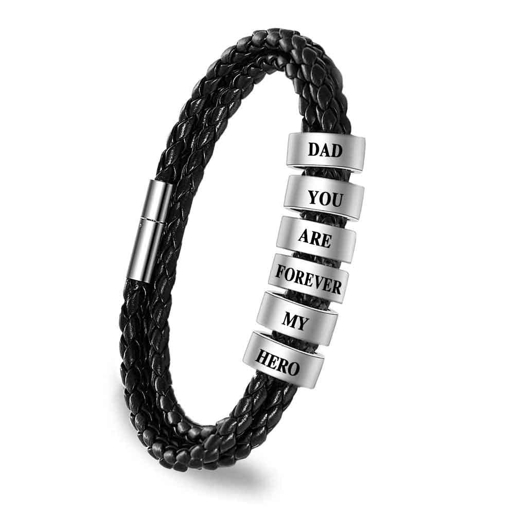 Personalized Best Dad Bracelets with Name - Custom Fathers Day Gifts for Dad from Wife - Engraved Mens Bracelet for Anniversary, Birthday & Special Occasions