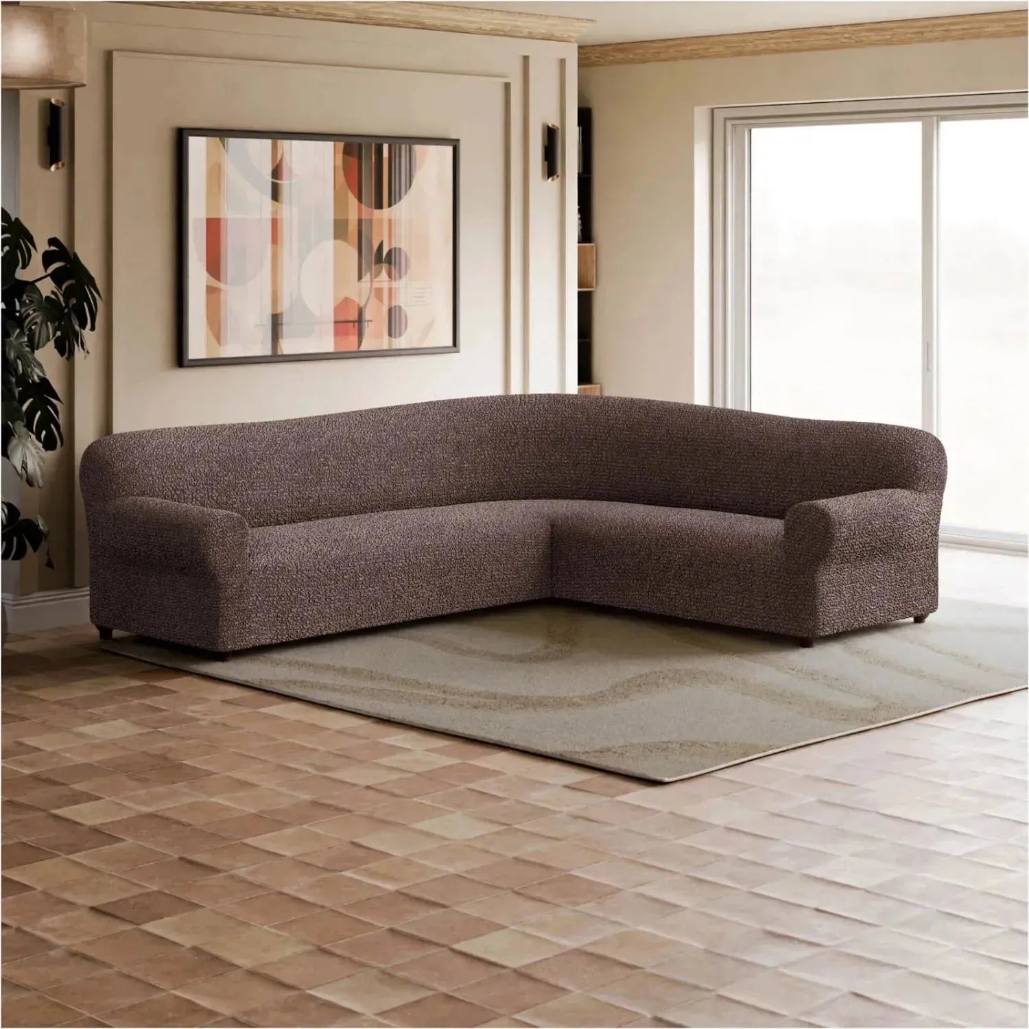 Stylish Corner Sofa Slipcover - Mille Righe Collection | Perfect for Living Room, Home Decor & Furniture Protection
