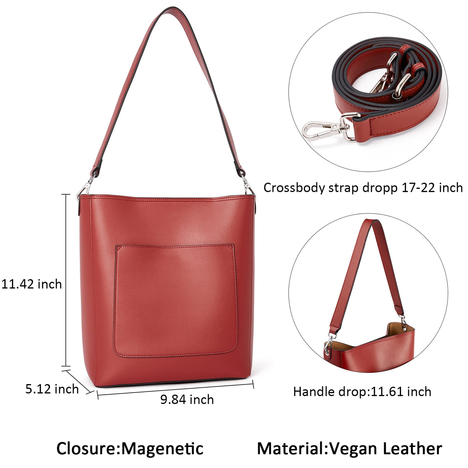 BROMEN Women's Leather Hobo Handbag - Fashion Designer Shoulder Bag & Crossbody Purse for Work, Travel, and Everyday Use