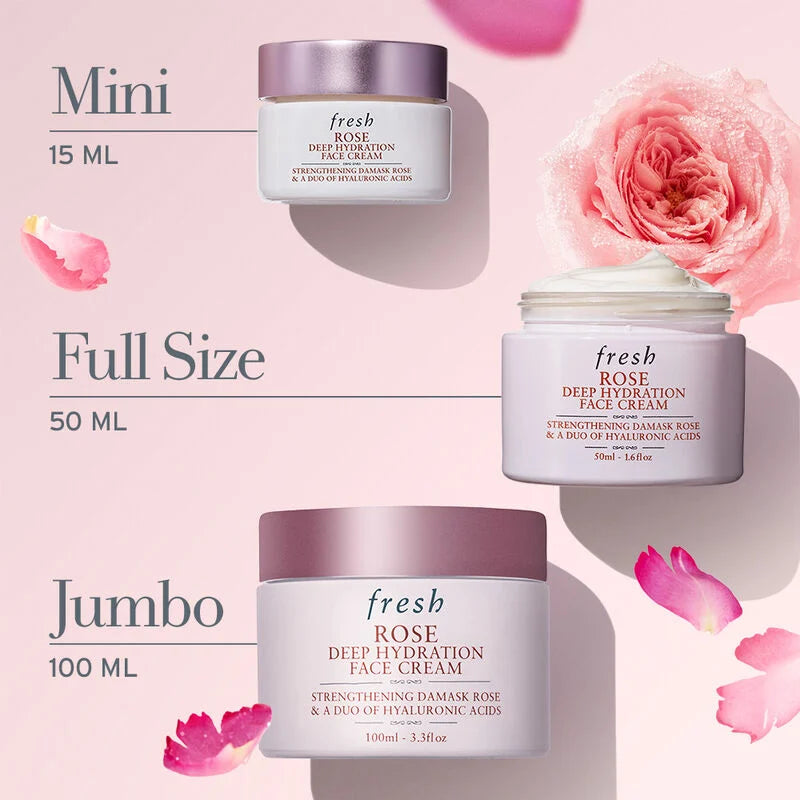 Fresh Rose & Hyaluronic Acid Deep Hydration Moisturizer for Dry Skin - Hydrating Face Cream with Natural Ingredients for Day & Night Use - Perfect for Sensitive Skin & Anti-Aging Routine