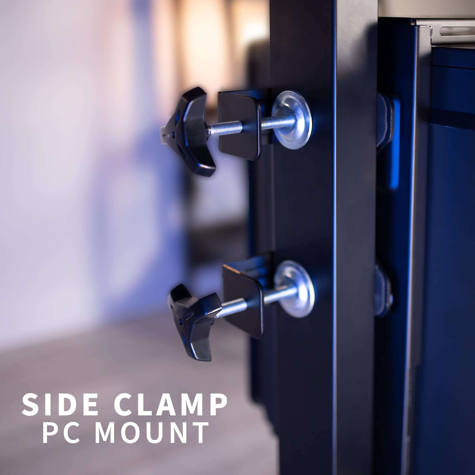 Adjustable Clamp-on Desk PC Mount - Under Desk CPU Holder Bracket for Computer Case | Tool-Free Installation | Black (MOUNT-PC01C) | Perfect for Home Office, Gaming Setup & Workspace Organization
