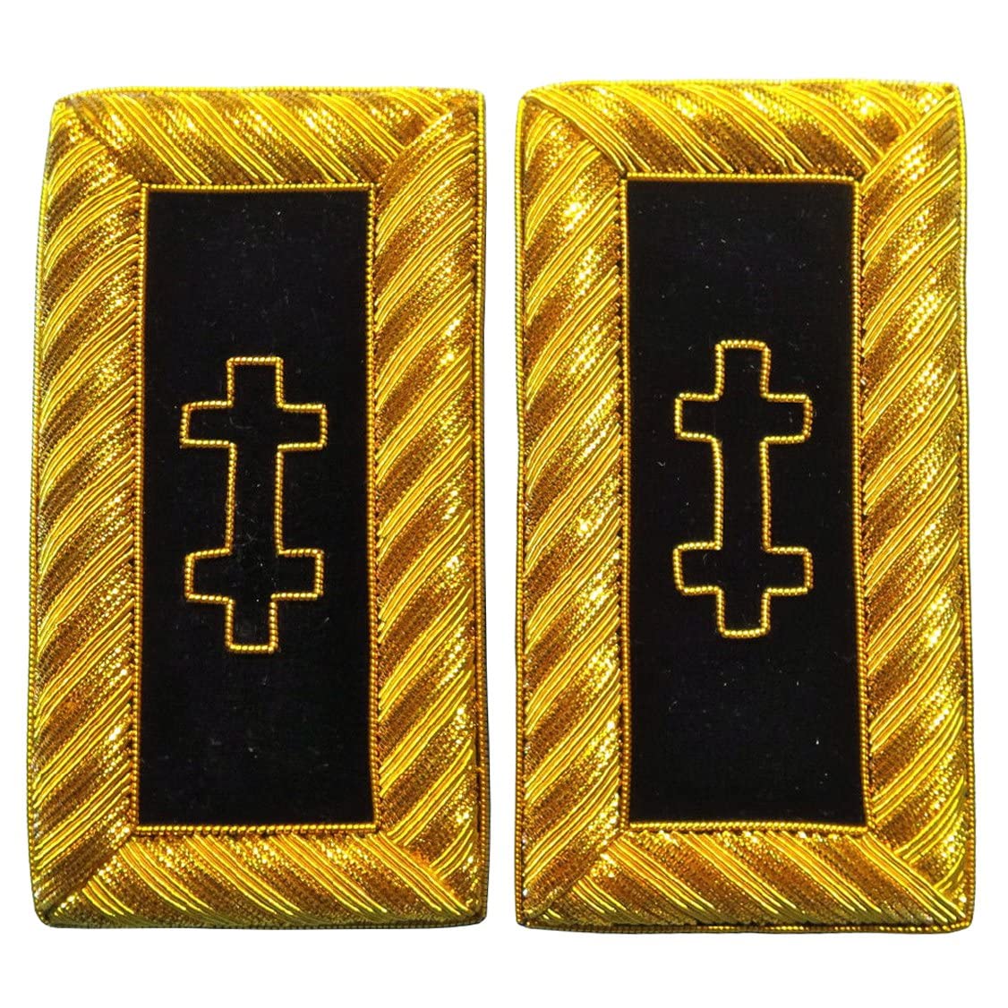 Knights Templar Shoulder Boards - Premium Bullion Embroidery for Military Uniforms & Historical Reenactments