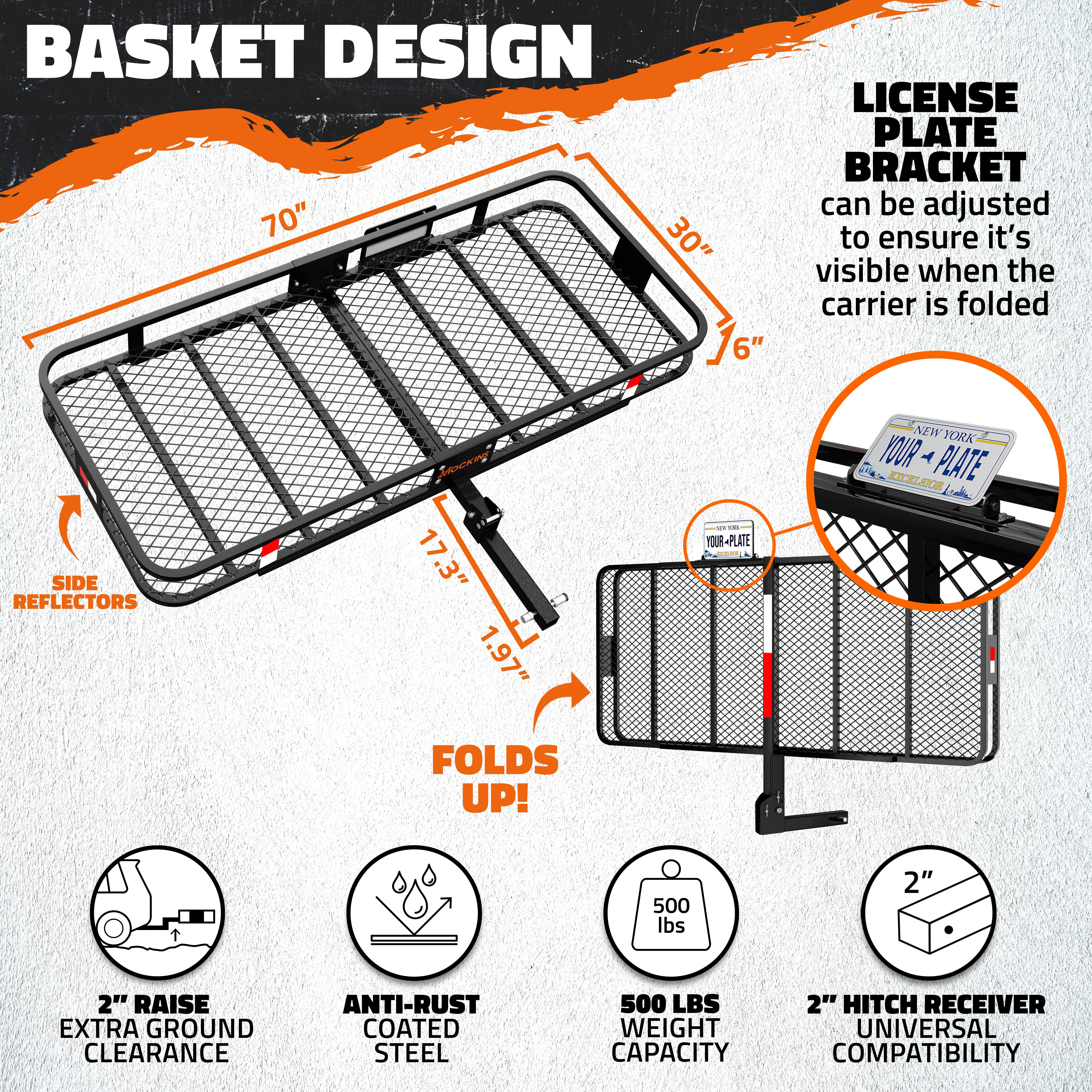 70x30x6 Heavy Duty Hitch Mount Cargo Carrier with 40 Cu Ft Waterproof Travel Bag - Perfect for Road Trips, Camping & Outdoor Adventures