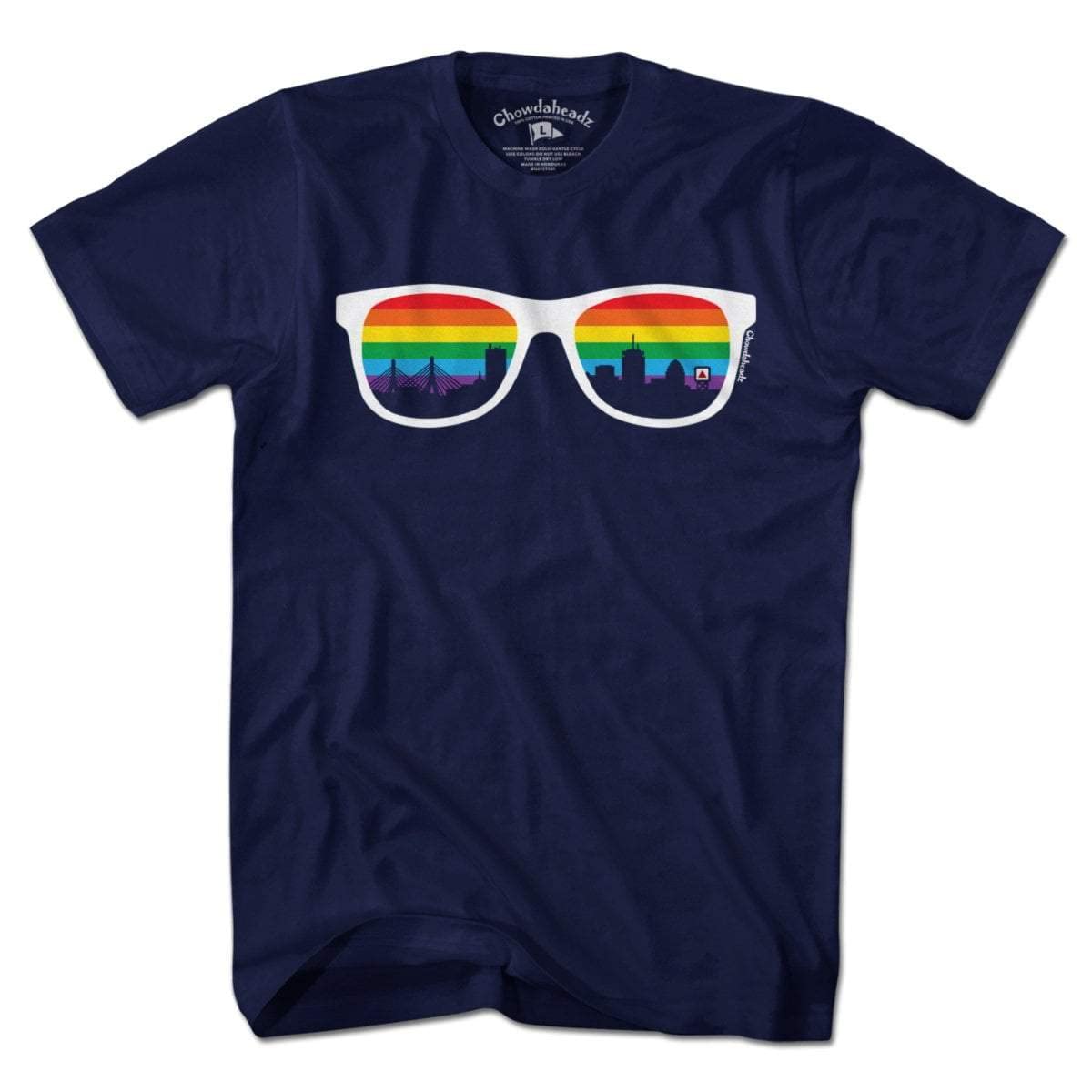 Boston Rainbow Skyline Sunglasses Graphic T-Shirt - Stylish Unisex Tee for Summer Outfits, Travel & City Pride