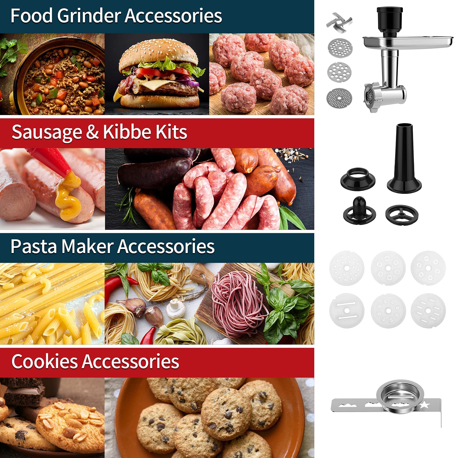 COOKLEE 6-in-1 Stand Mixer, 8.5 Qt. Powerful 800W Electric Kitchen Mixer with 9 Attachments - Dough Hook, Whisk & More - Perfect for Baking Bread, Cakes, Cookies & Pizza Dough - Ideal for Home Bakers & Professional Chefs (Black, SM-1507BM)