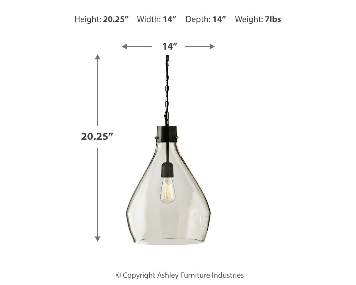 Avalbane Clear & Gray Glass Pendant Light - Modern Hanging Fixture for Kitchen Island, Dining Room & Bedroom Lighting